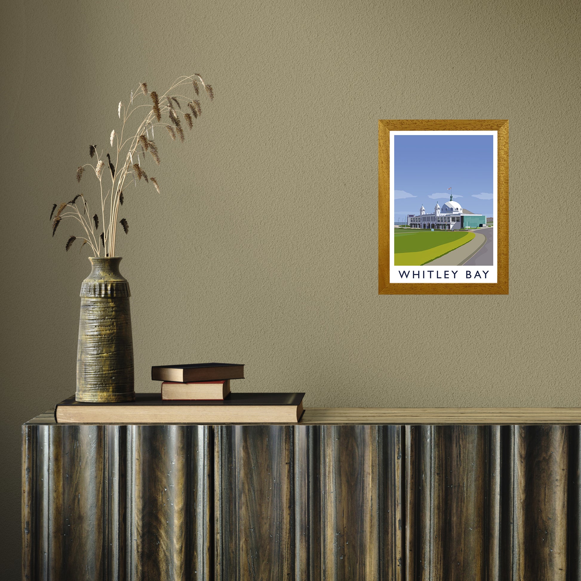 Whitley Bay portrait by Richard O'Neill A4 Oak Frame