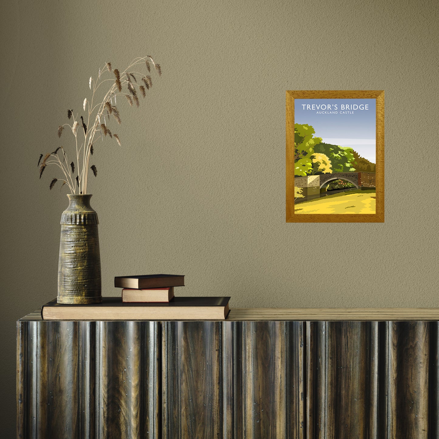 Trevor's Bridge portrait by Richard O'Neill A4 Oak Frame