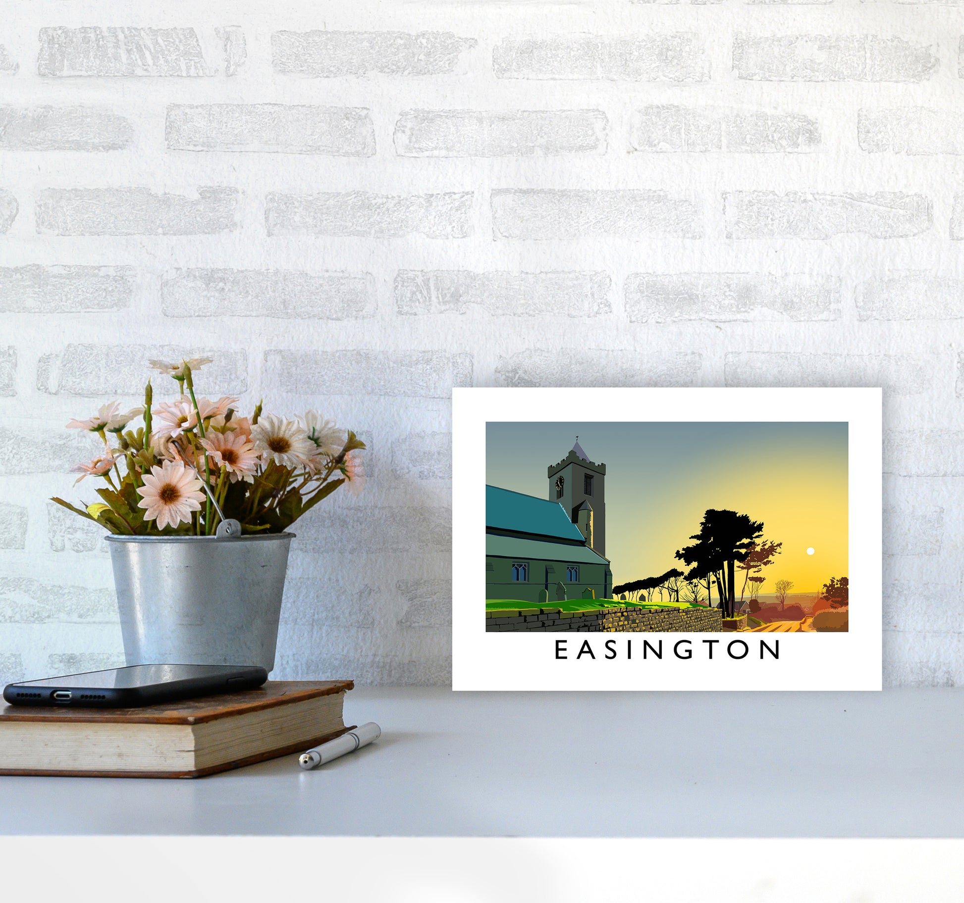 Easington Art Print by Richard O'Neill A4 Black Frame