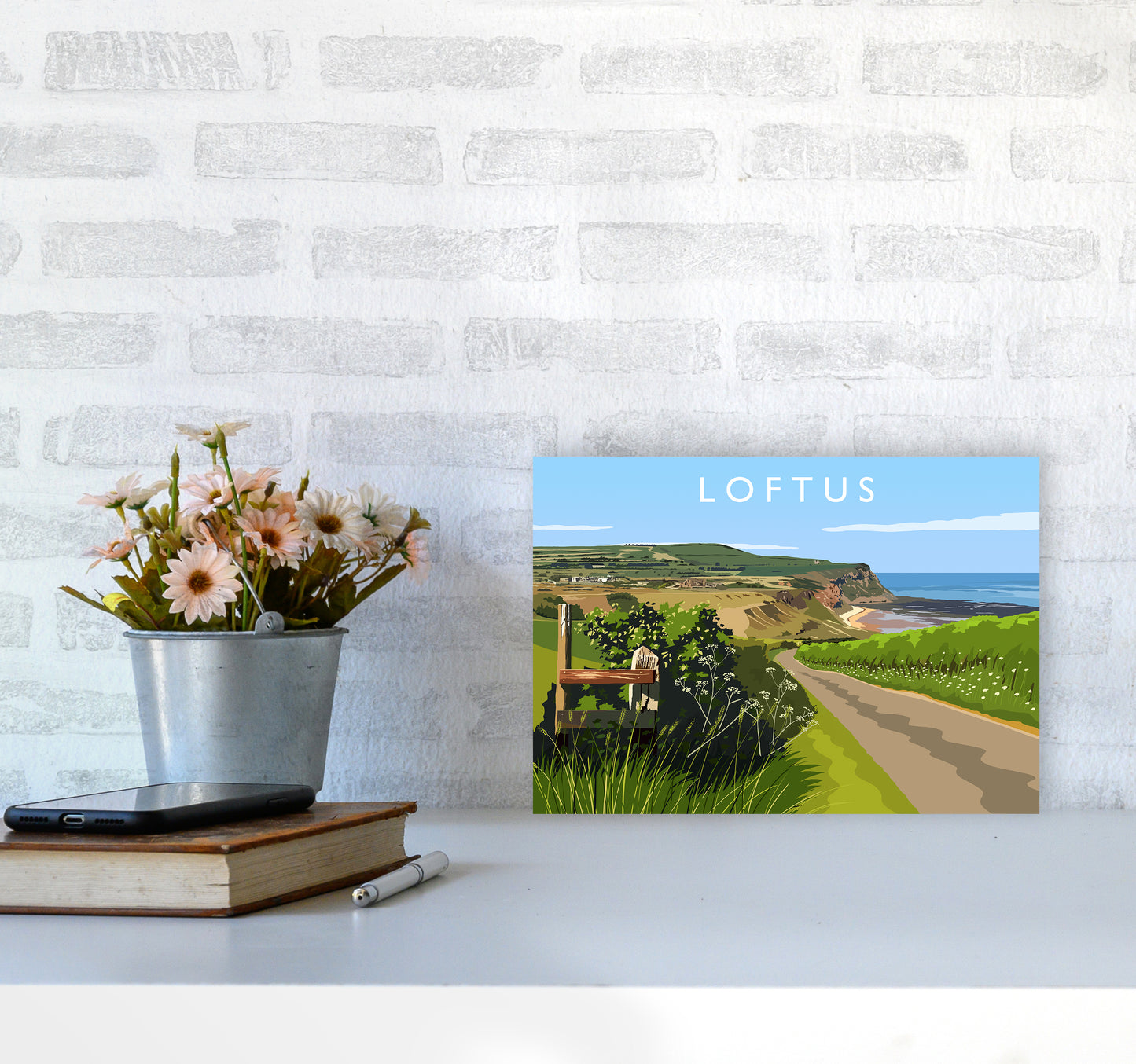 Loftus Travel Art Print by Richard O'Neill A4 Black Frame