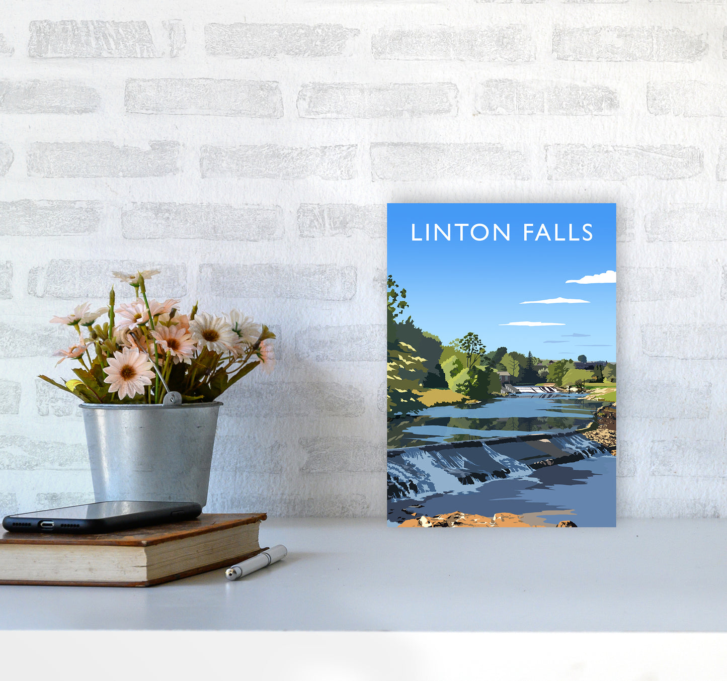 Linton Falls portrait Travel Art Print by Richard O'Neill A4 Black Frame