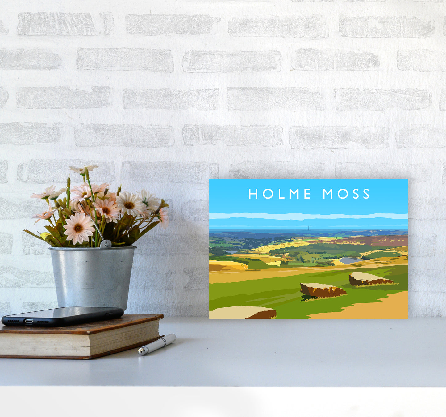 Holme Moss Travel Art Print by Richard O'Neill A4 Black Frame
