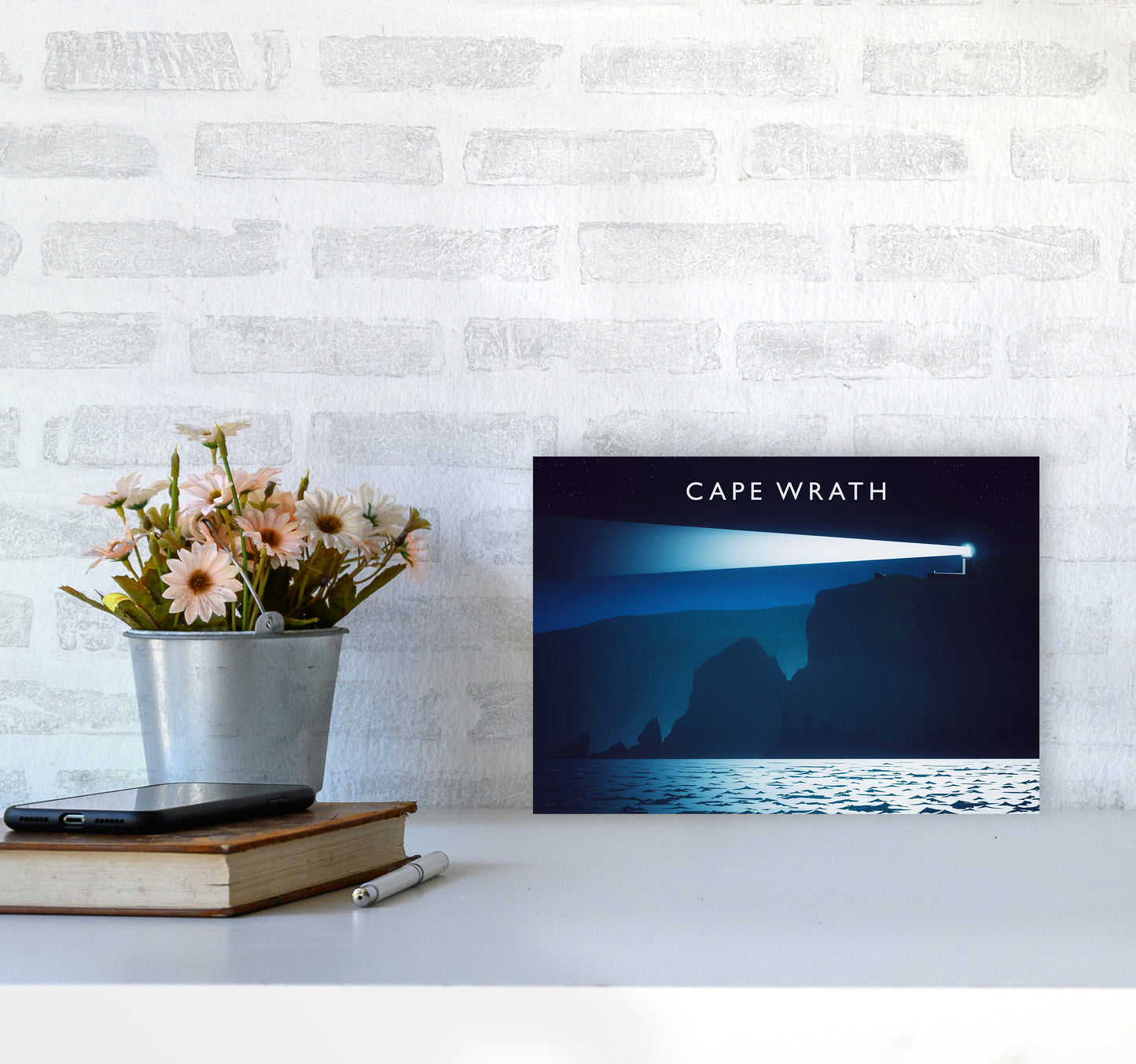 Cape Wrath Travel Art Print by Richard O'Neill A4 Black Frame