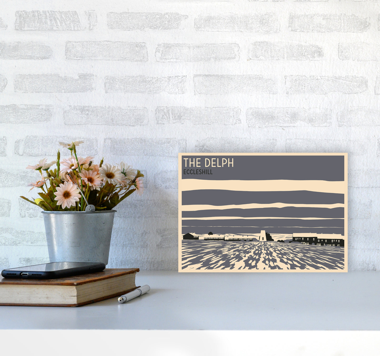 The Delph, Eccleshill Travel Art Print by Richard O'Neill A4 Black Frame