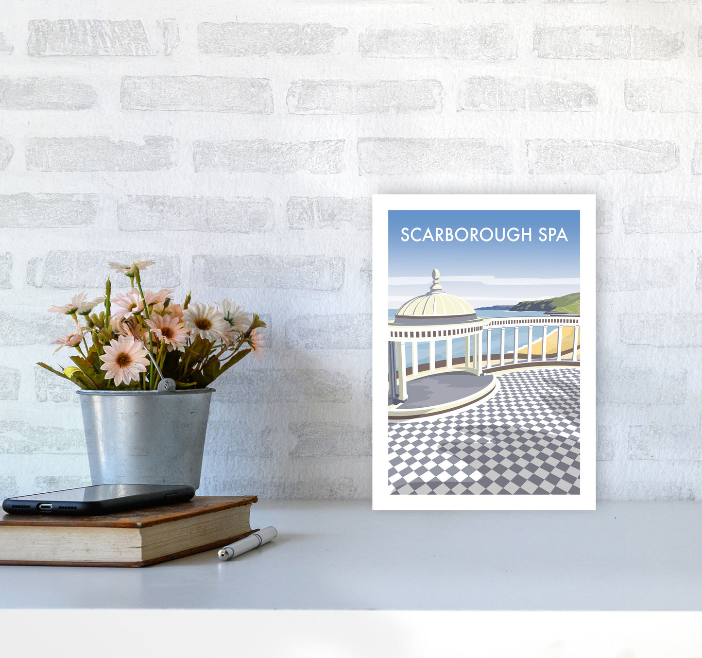 Scarborough Spa portrait Travel Art Print by Richard O'Neill A4 Black Frame