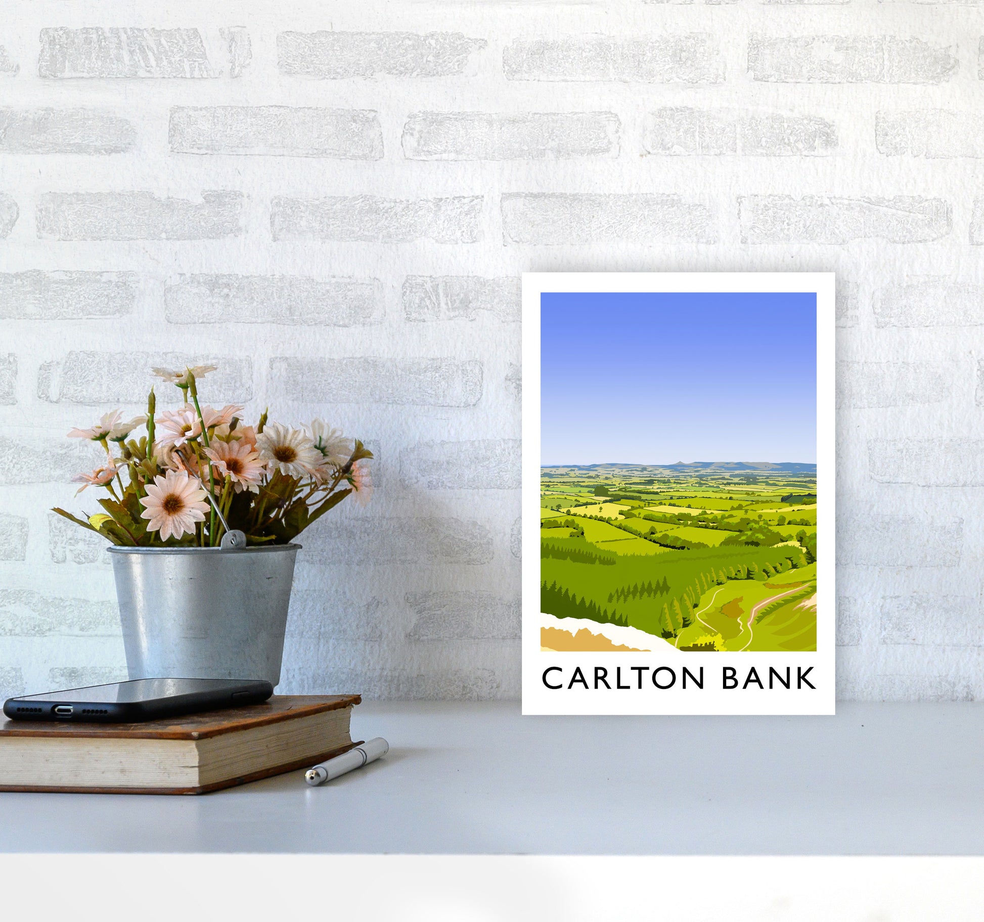 Carlton Bank portrait Travel Art Print by Richard O'Neill A4 Black Frame