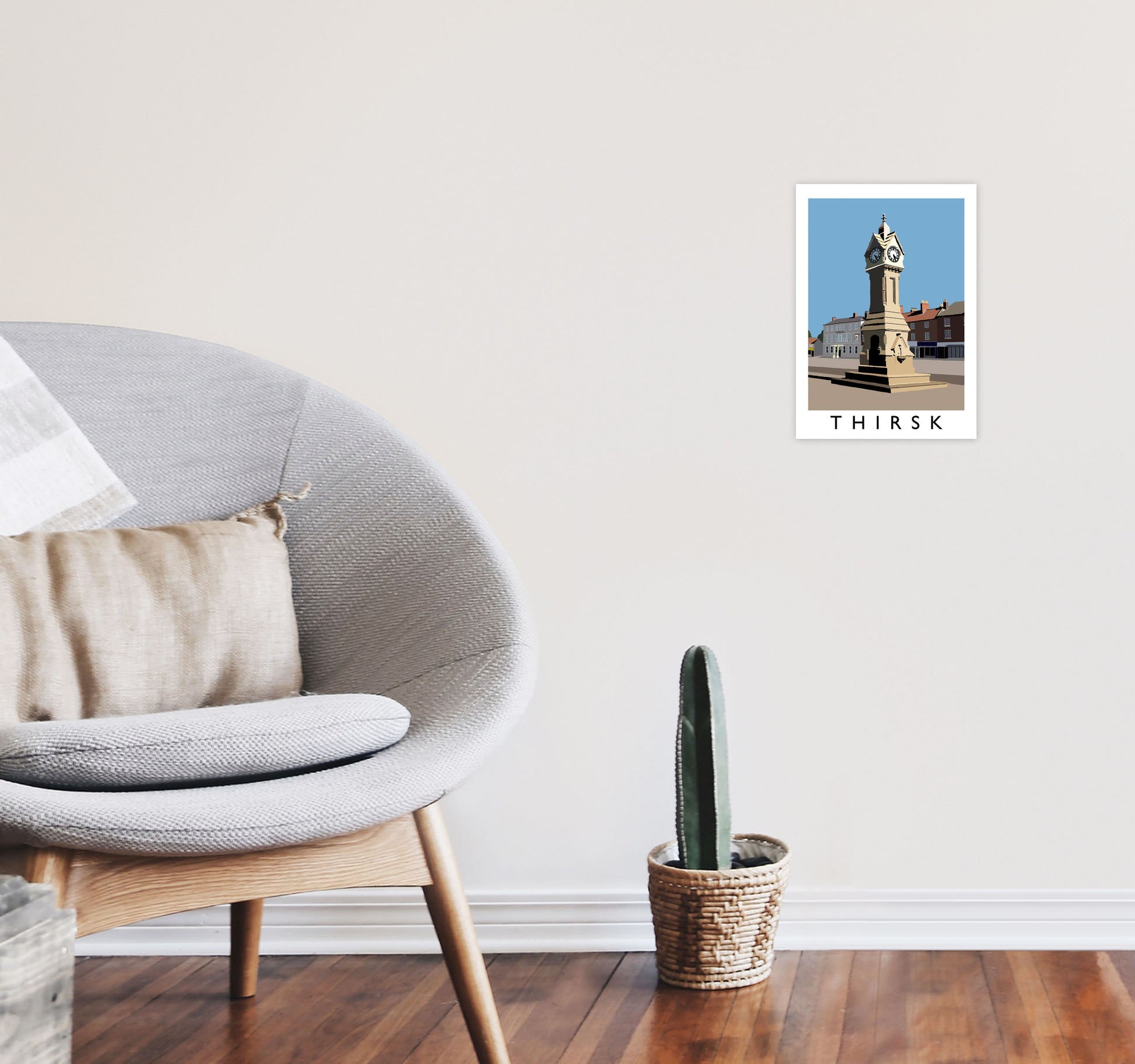 Thirsk by Richard O'Neill Yorkshire Art Print, Vintage Travel Poster A4 Black Frame