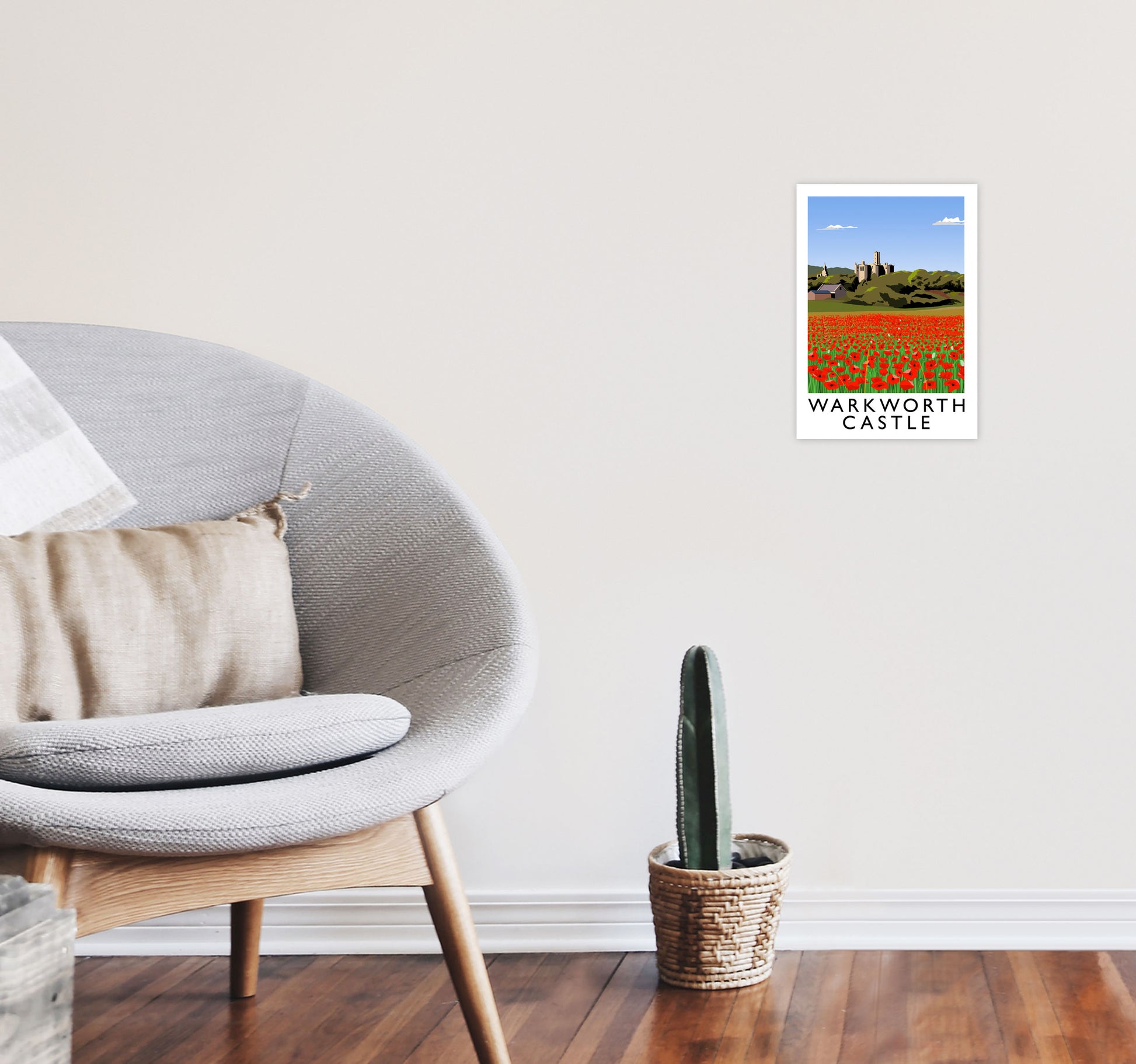 Warkworth Castle Art Print by Richard O'Neill A4 Black Frame