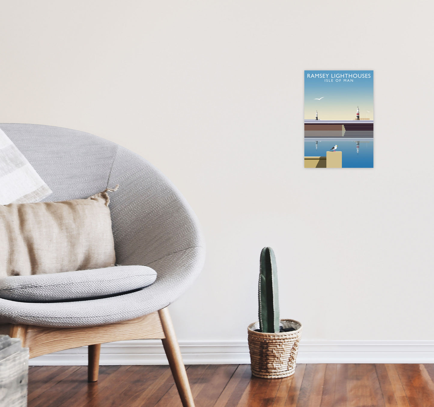 Ramsey Lighthouses (Portrait) by Richard O'Neill A4 Black Frame