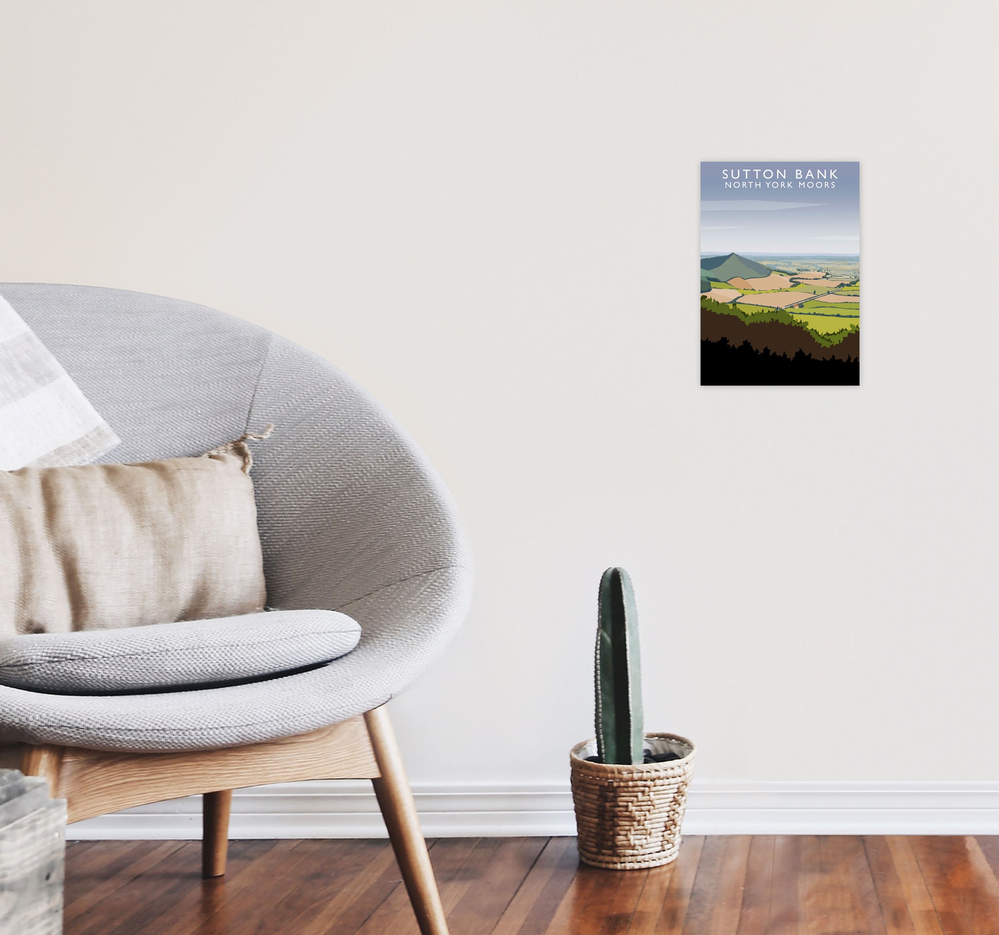 Sutton Bank (Portrait) by Richard O'Neill Yorkshire Art Print, Travel Poster A4 Black Frame