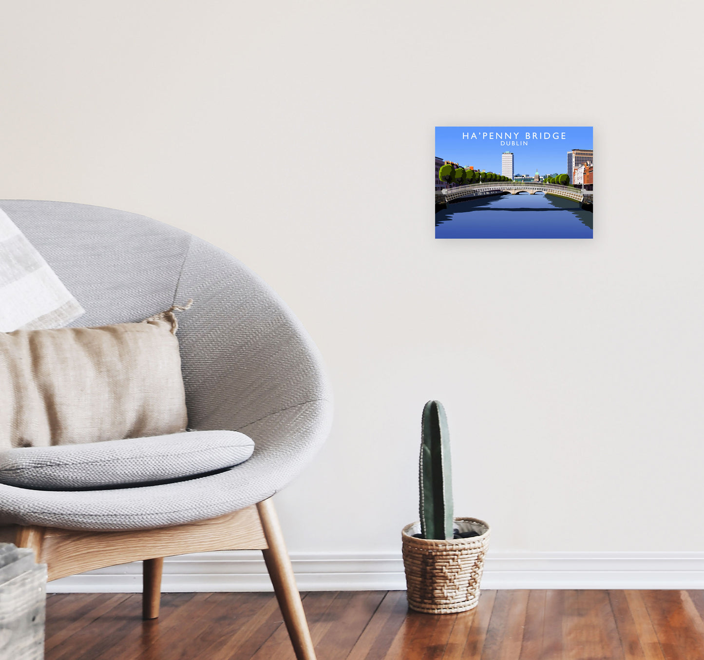 Ha' Penny Bridge by Richard O'Neill A4 Black Frame