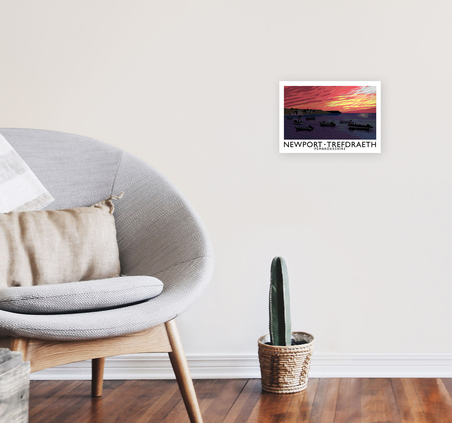 Newport Trefdraeth Pembrokeshire Travel Art Print by Richard O'Neill A4 Black Frame