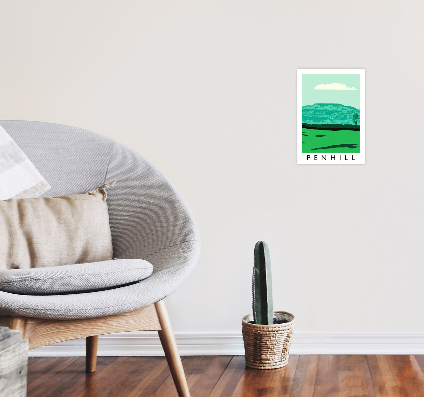 Penhill Digital Art Print by Richard O'Neill, Framed Wall Art A4 Black Frame