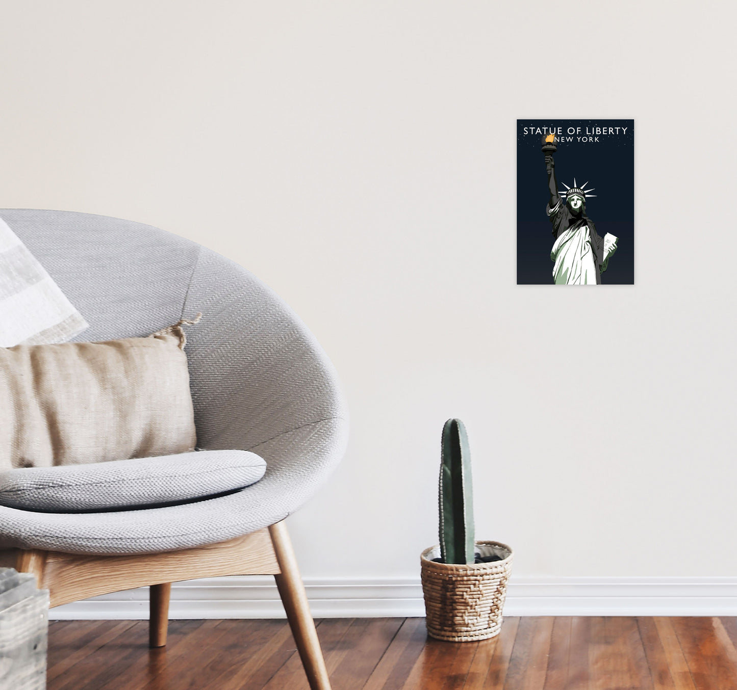 Statue of Liberty New York Art Print by Richard O'Neill A4 Black Frame