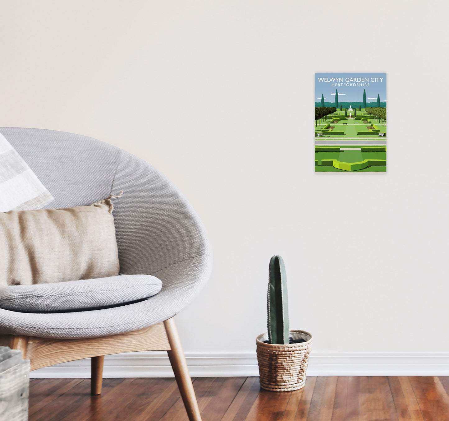 Welwyn Garden City Hertfordshire Travel Art Print by Richard O'Neill A4 Black Frame