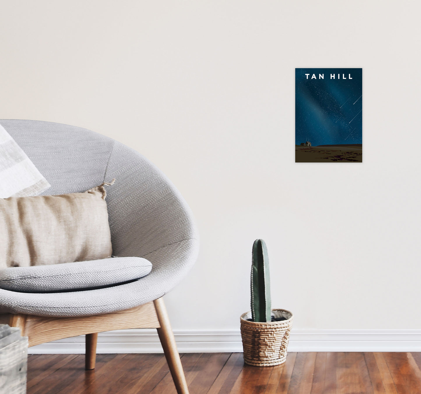 Tan Hill Travel Art Print by Richard O'Neill, Framed Wall Art A4 Black Frame