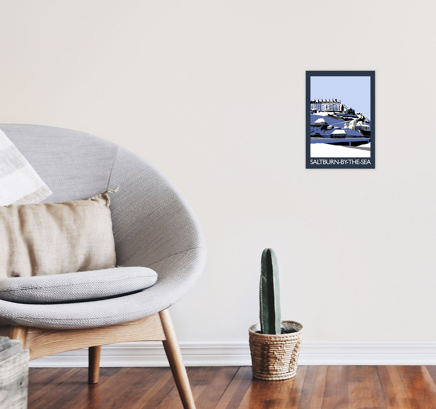 Saltburn-by-the-sea In Snow Portrait by Richard O'Neill A4 Black Frame