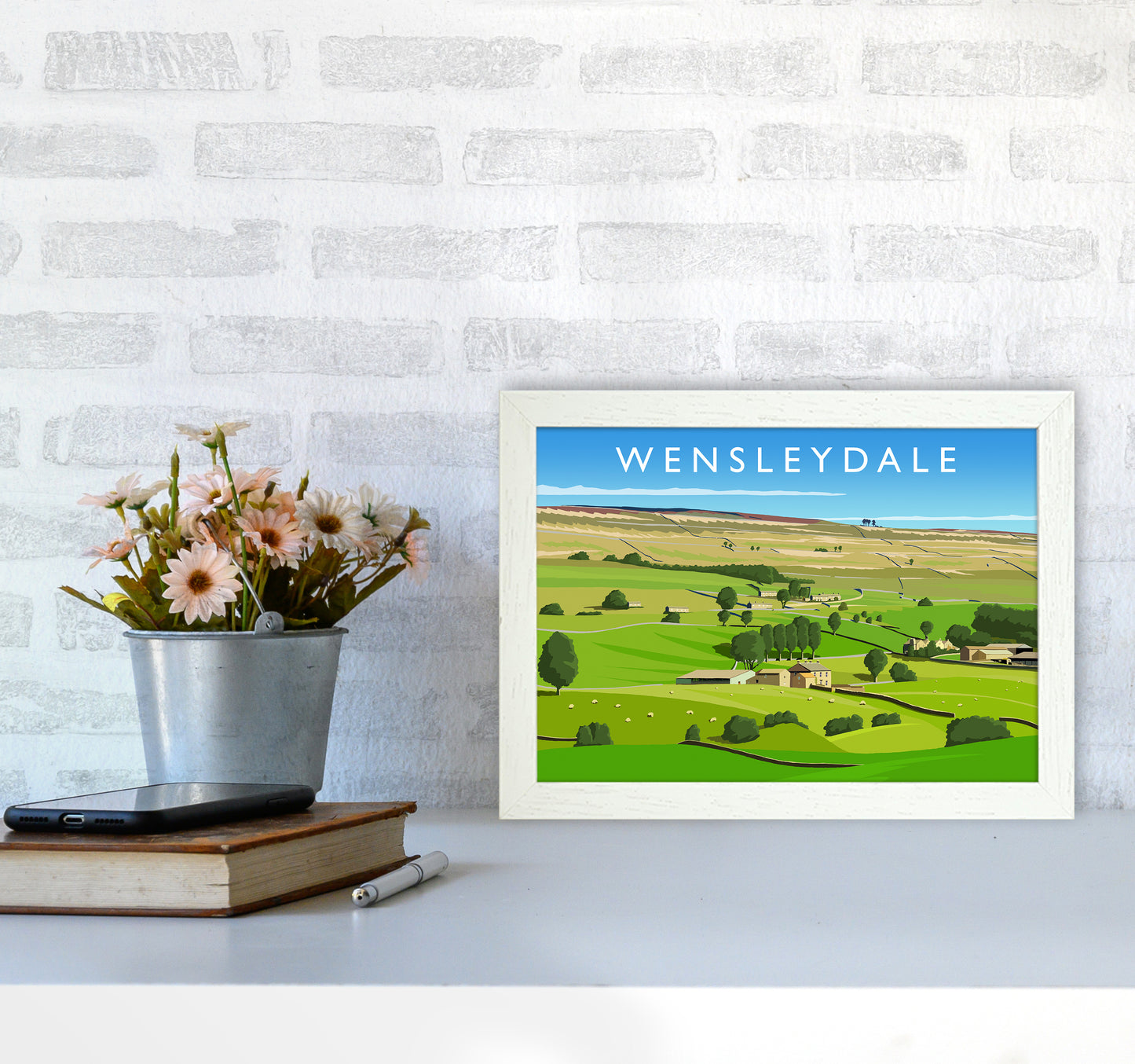 Wensleydale 3 Travel Art Print by Richard O'Neill A4 Oak Frame