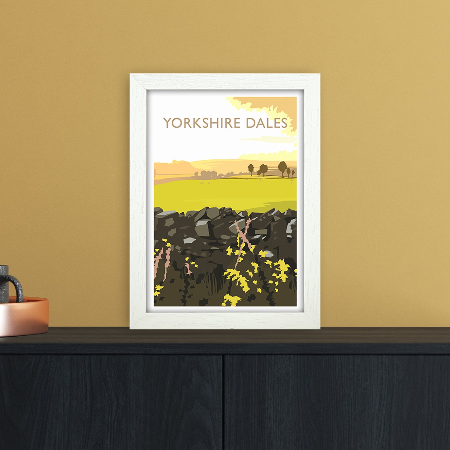 Yorkshire Dales Portrait Travel Art Print by Richard O'Neill A4 Oak Frame