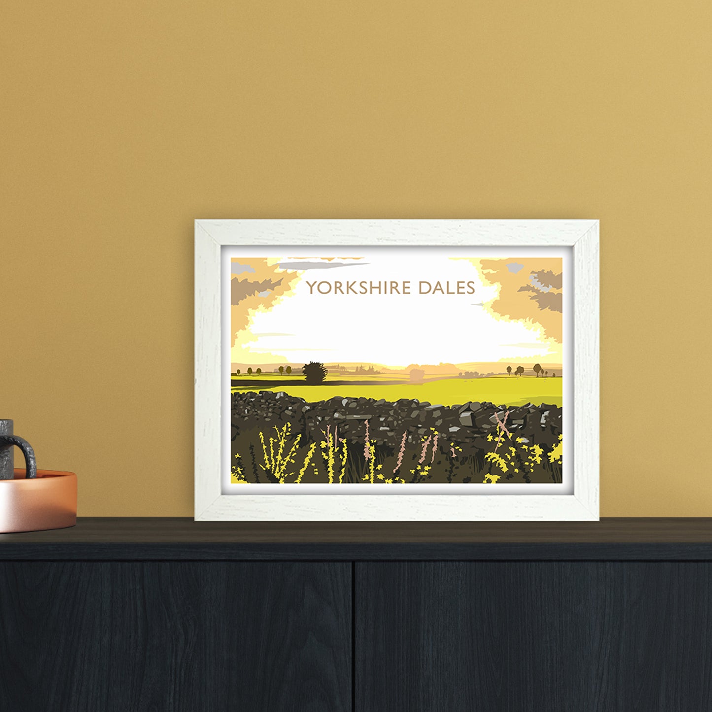 Yorkshire Dales Travel Art Print by Richard O'Neill A4 Oak Frame