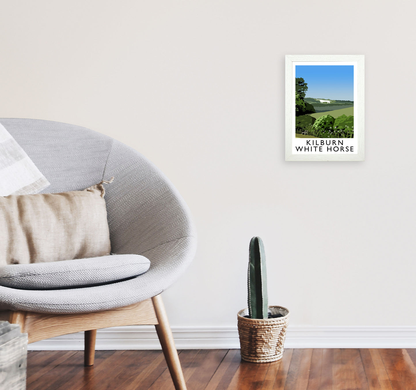 Kilburn White Horse by Richard O'Neill Yorkshire Art Print A4 Oak Frame