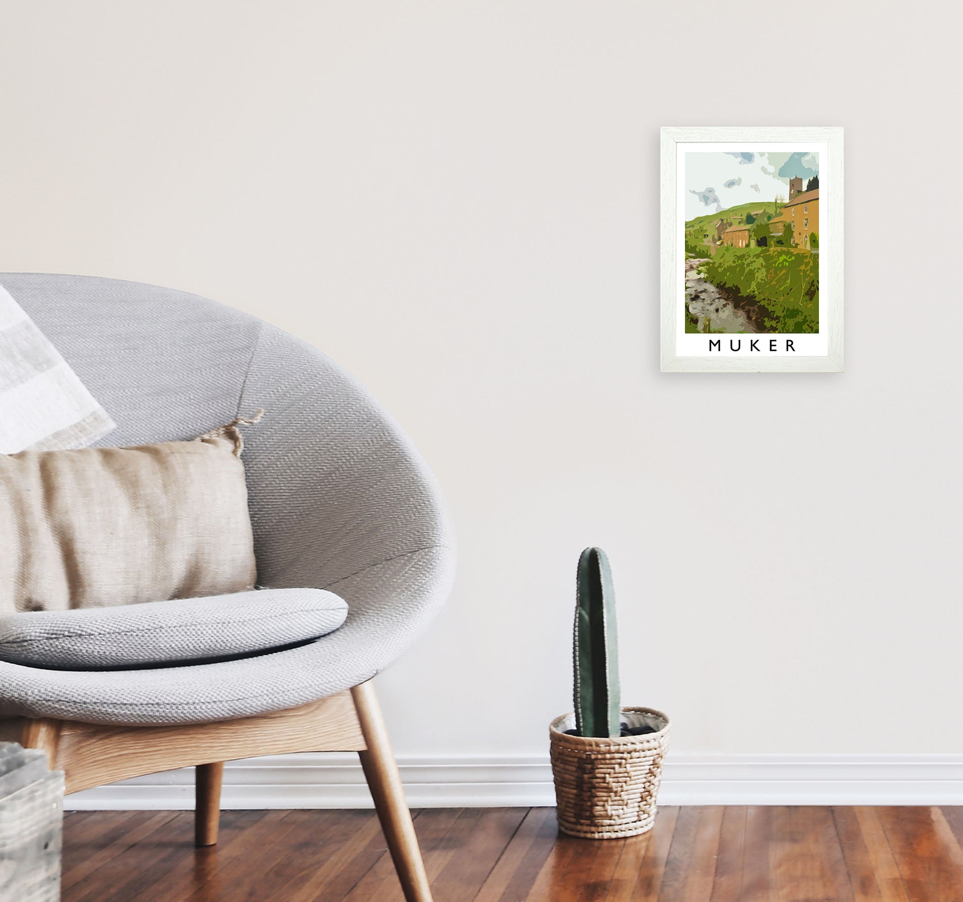 Muker Art Print by Richard O'Neill A4 Oak Frame