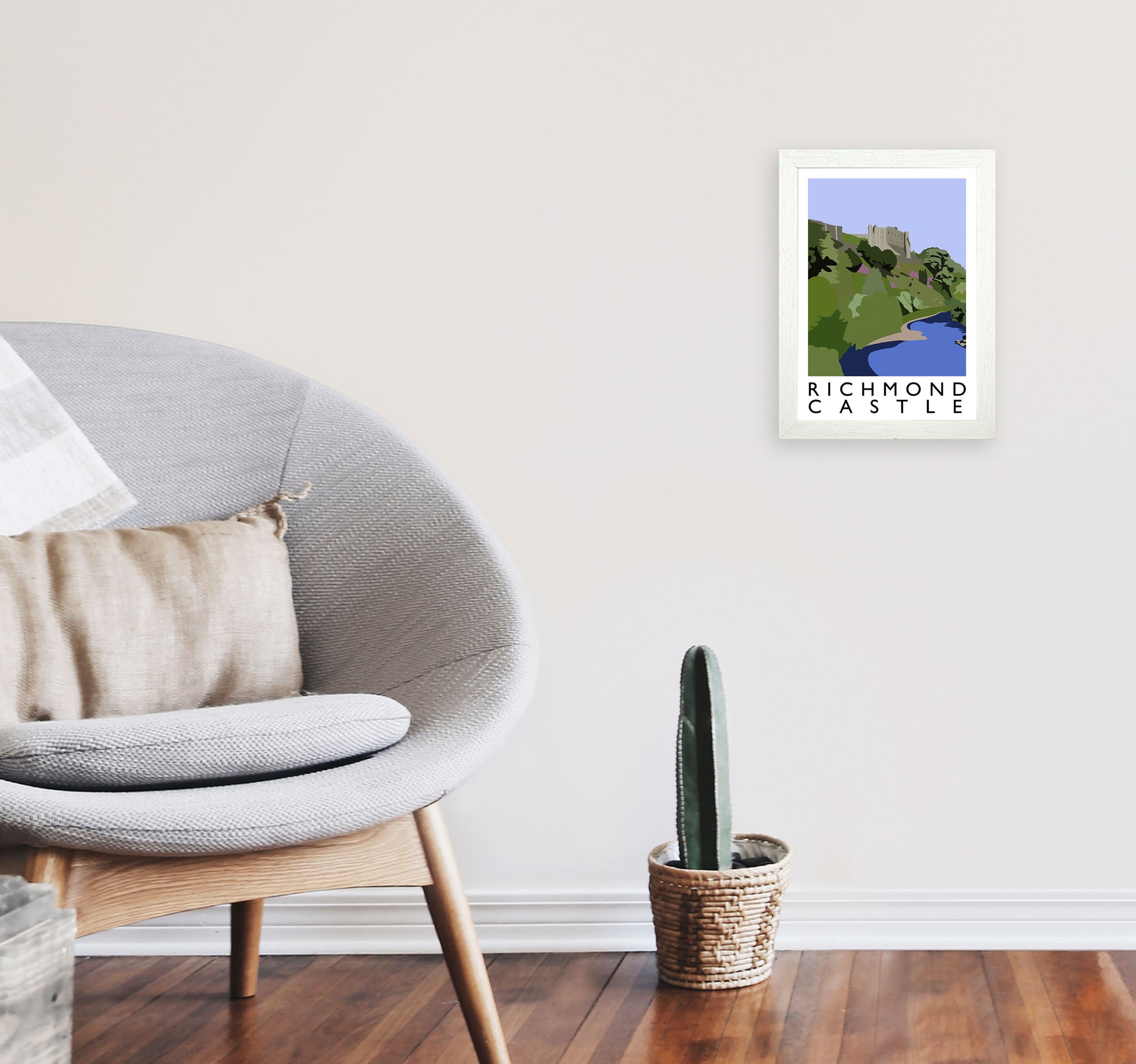 Richmond Castle Art Print by Richard O'Neill A4 Oak Frame