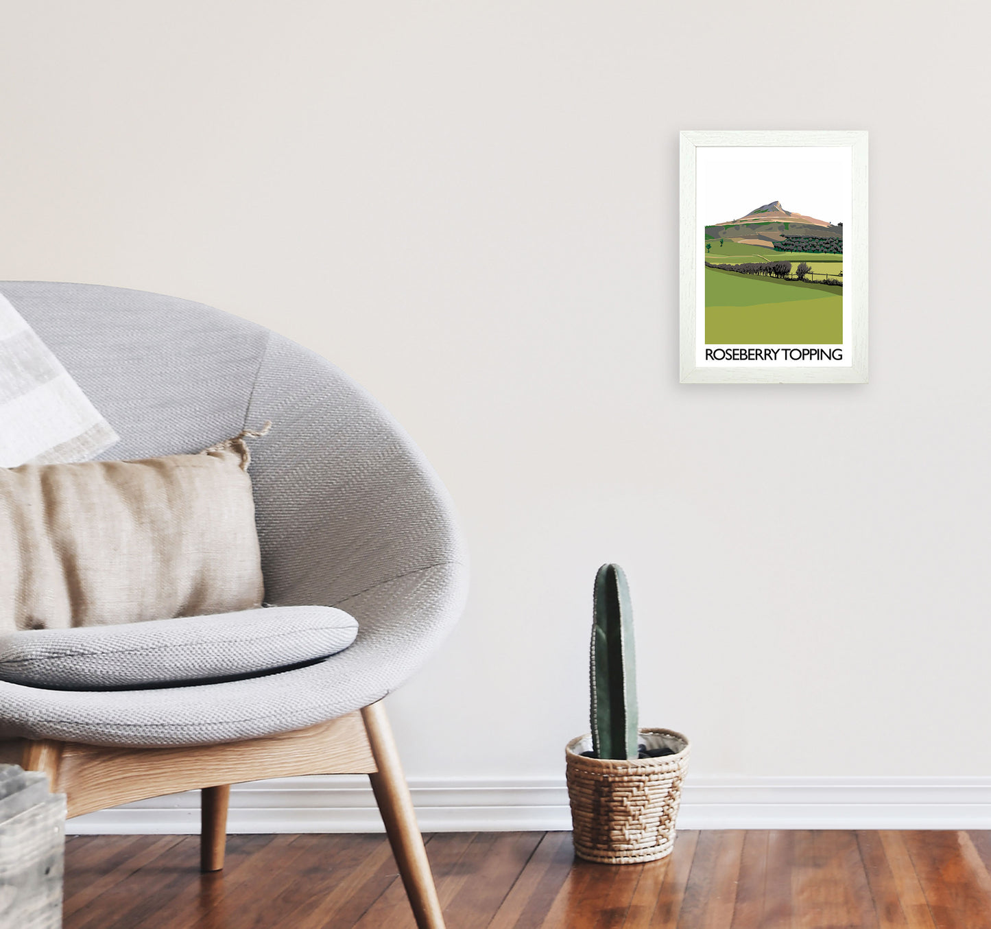 Roseberry Topping Art Print by Richard O'Neill A4 Oak Frame