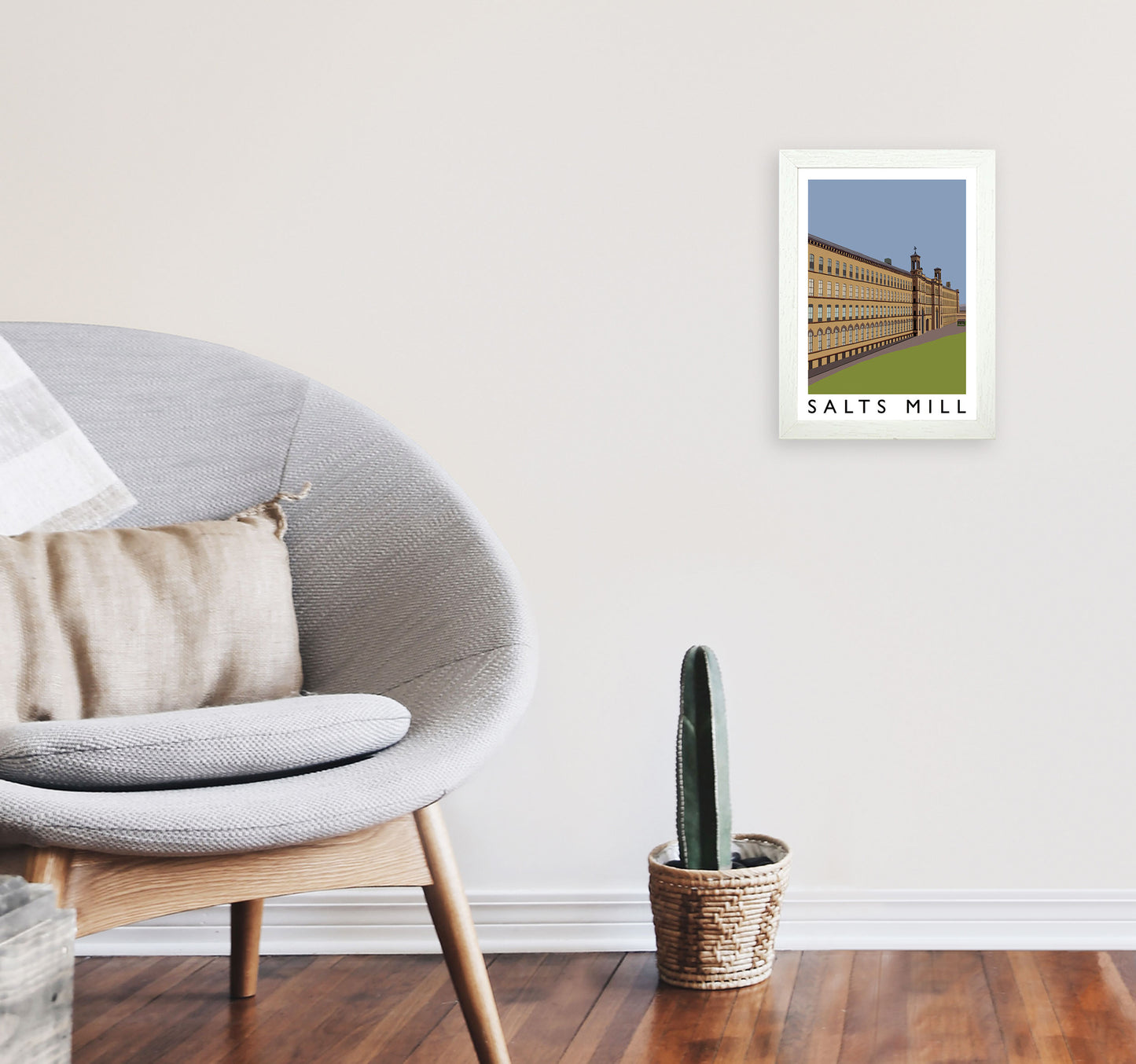 Salts Mill Art Print by Richard O'Neill A4 Oak Frame