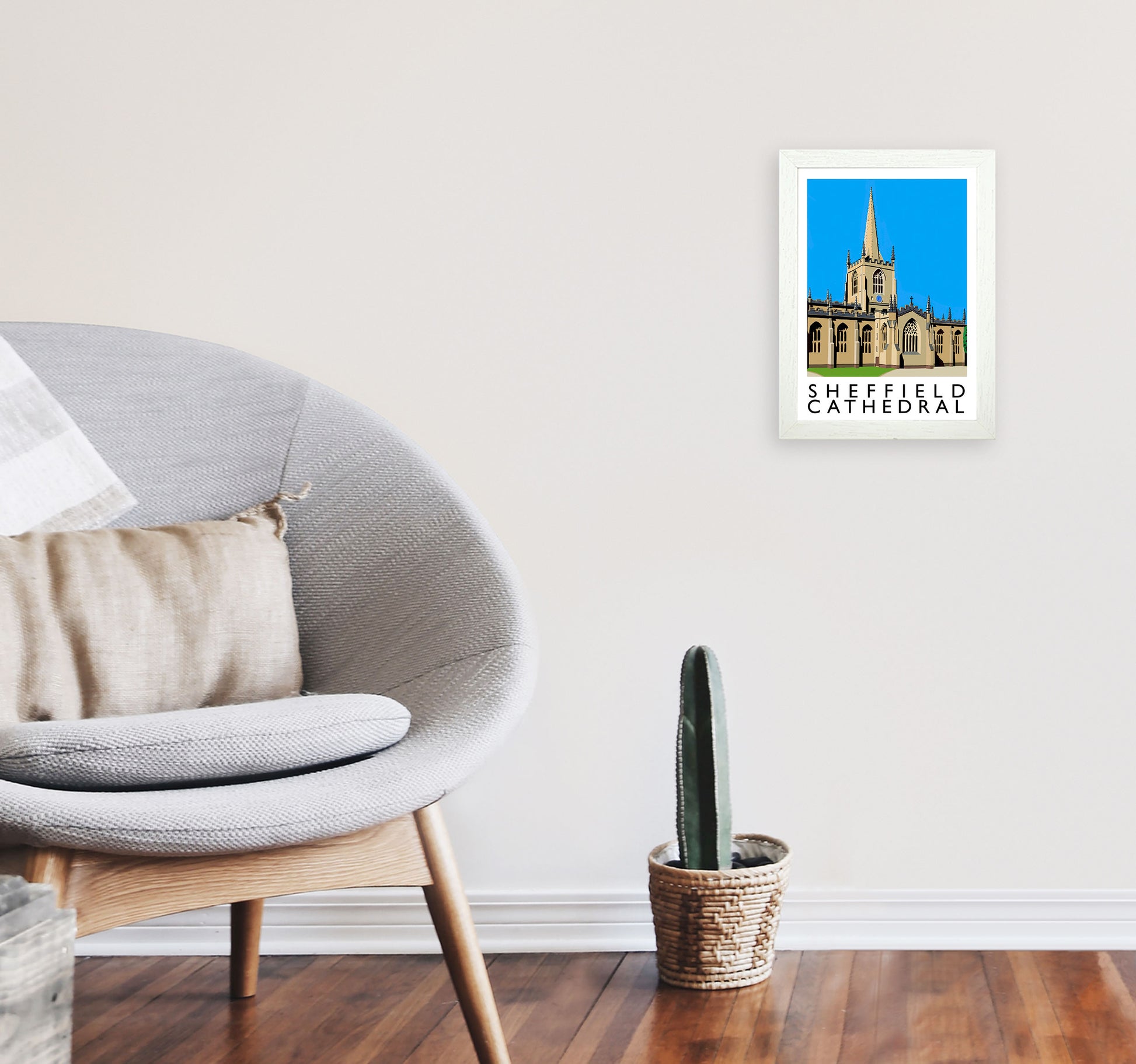 Sheffield Cathedral Art Print by Richard O'Neill A4 Oak Frame
