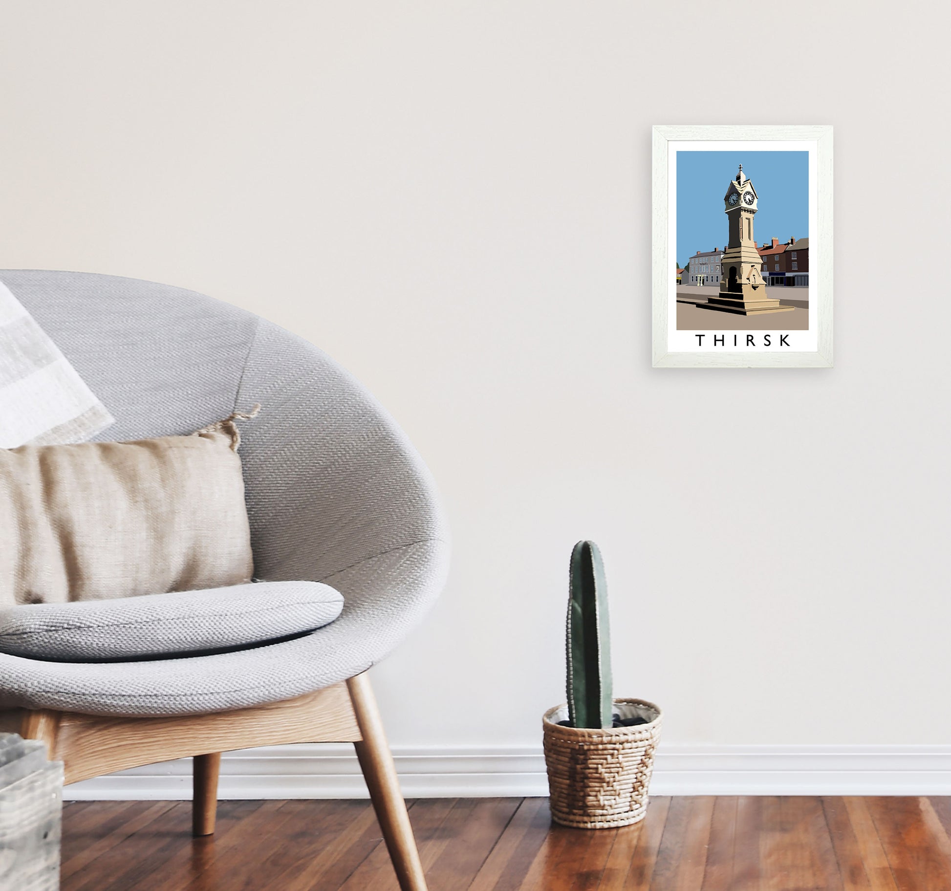 Thirsk by Richard O'Neill Yorkshire Art Print, Vintage Travel Poster A4 Oak Frame