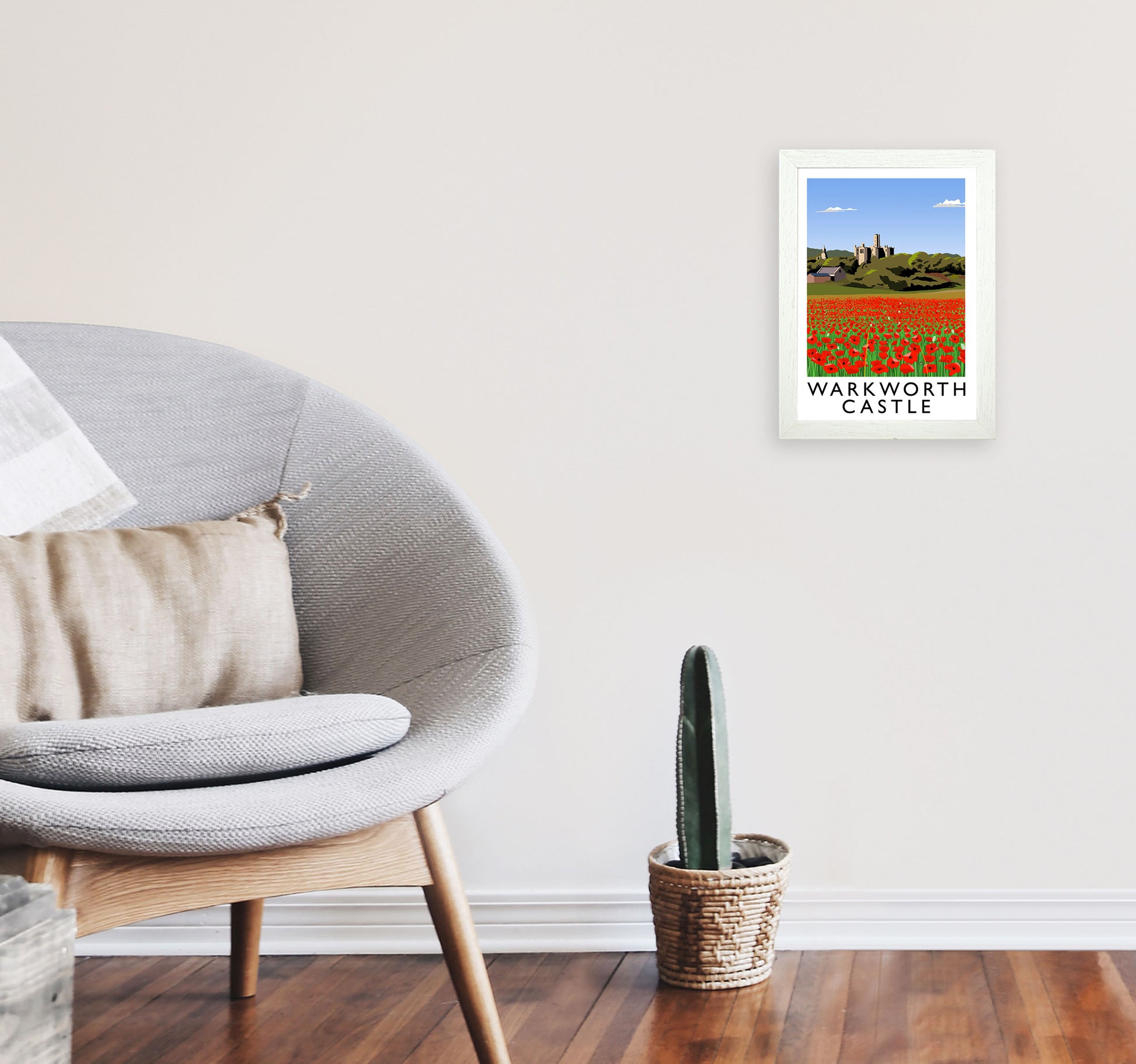 Warkworth Castle Art Print by Richard O'Neill A4 Oak Frame