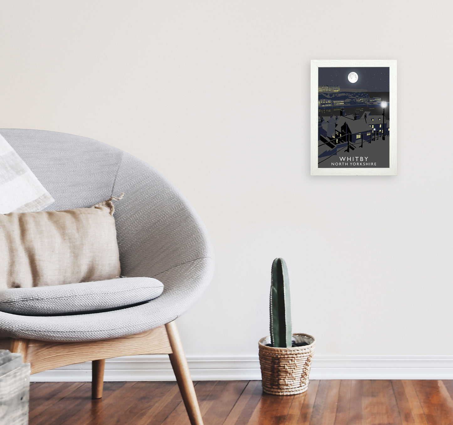 Whitby by Richard O'Neill Yorkshire Art Print, Vintage Travel Poster A4 Oak Frame