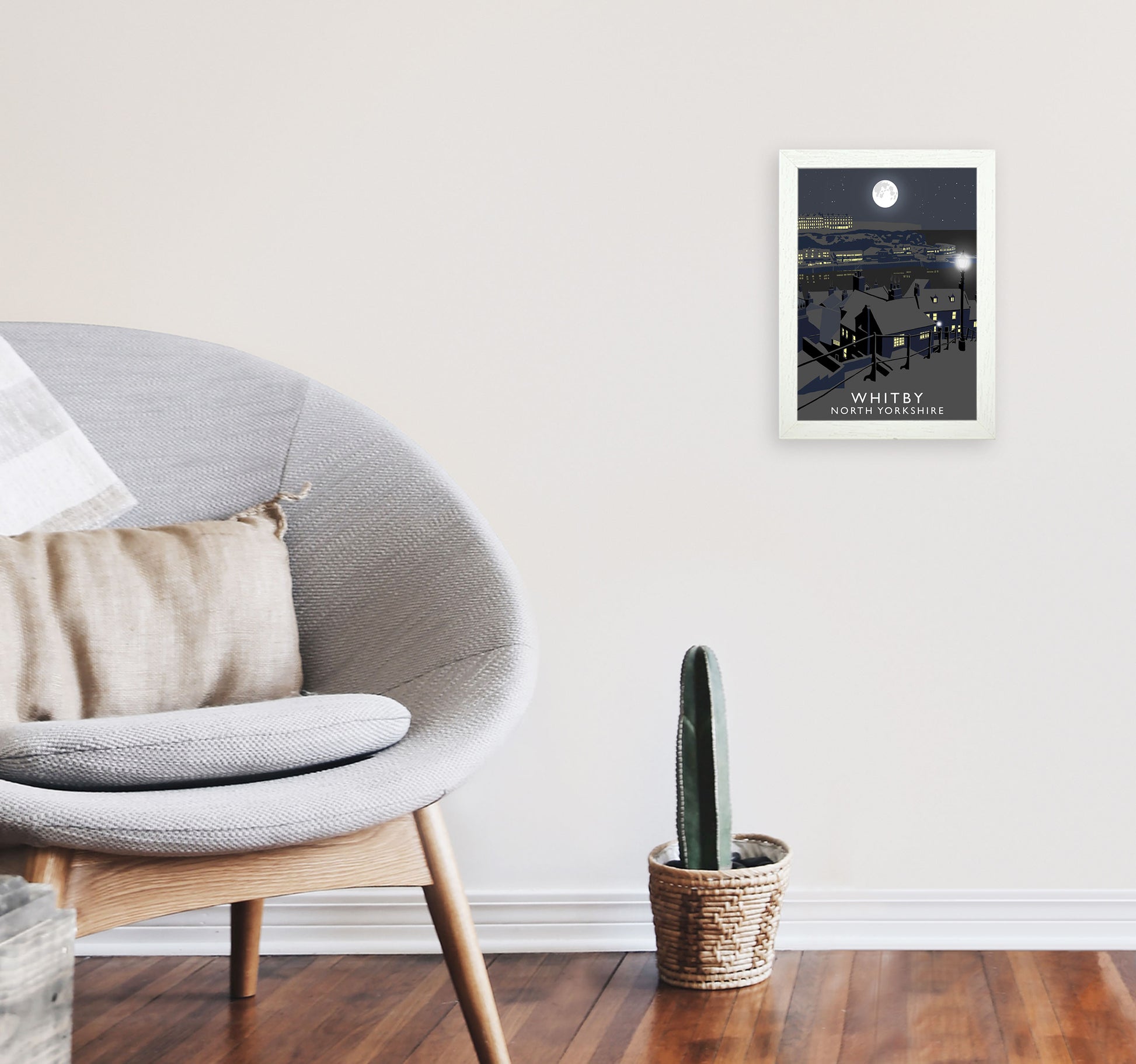 Whitby by Richard O'Neill Yorkshire Art Print, Vintage Travel Poster A4 Oak Frame