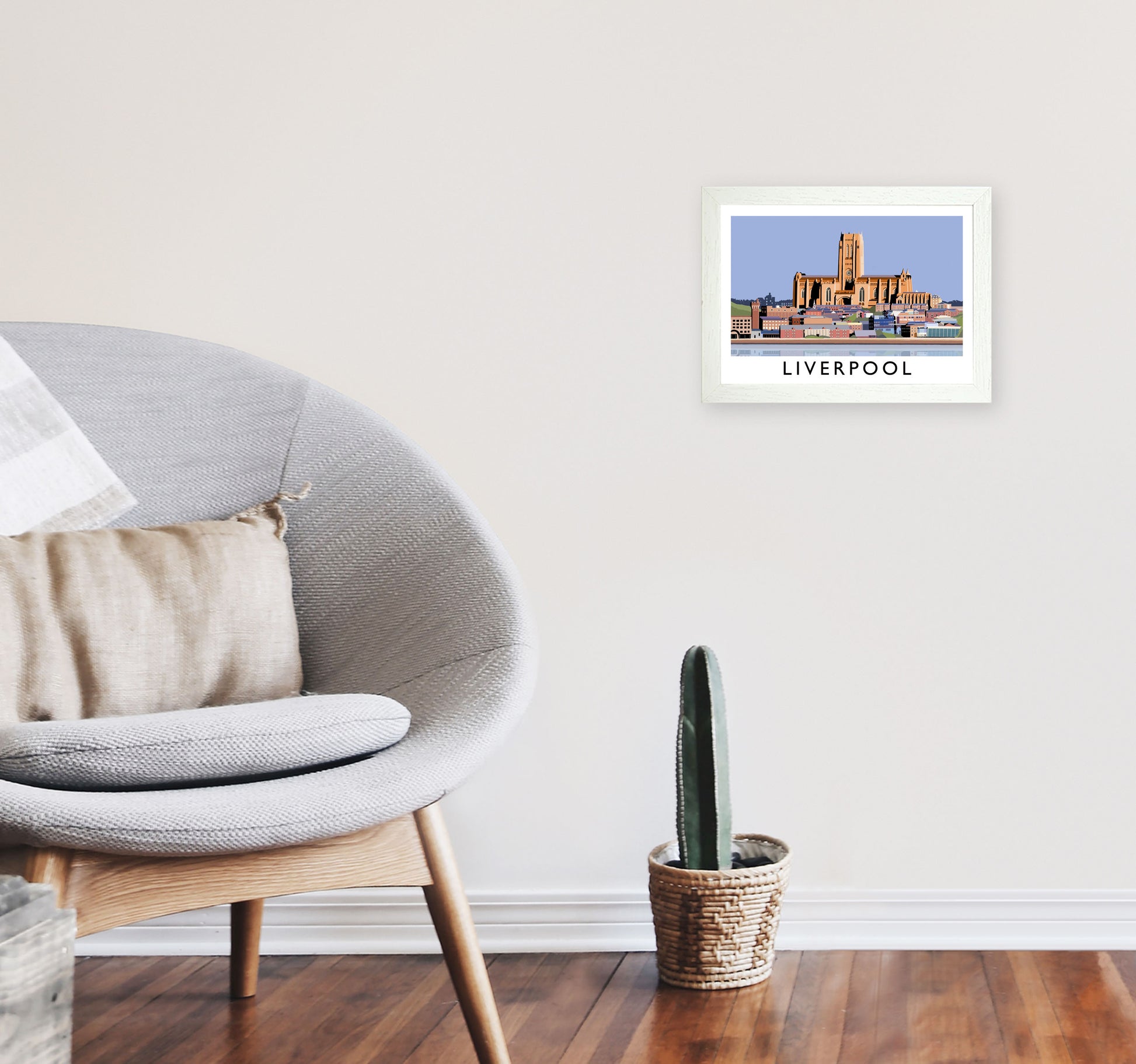 Liverpool Framed Digital Art Print by Richard O'Neill A4 Oak Frame