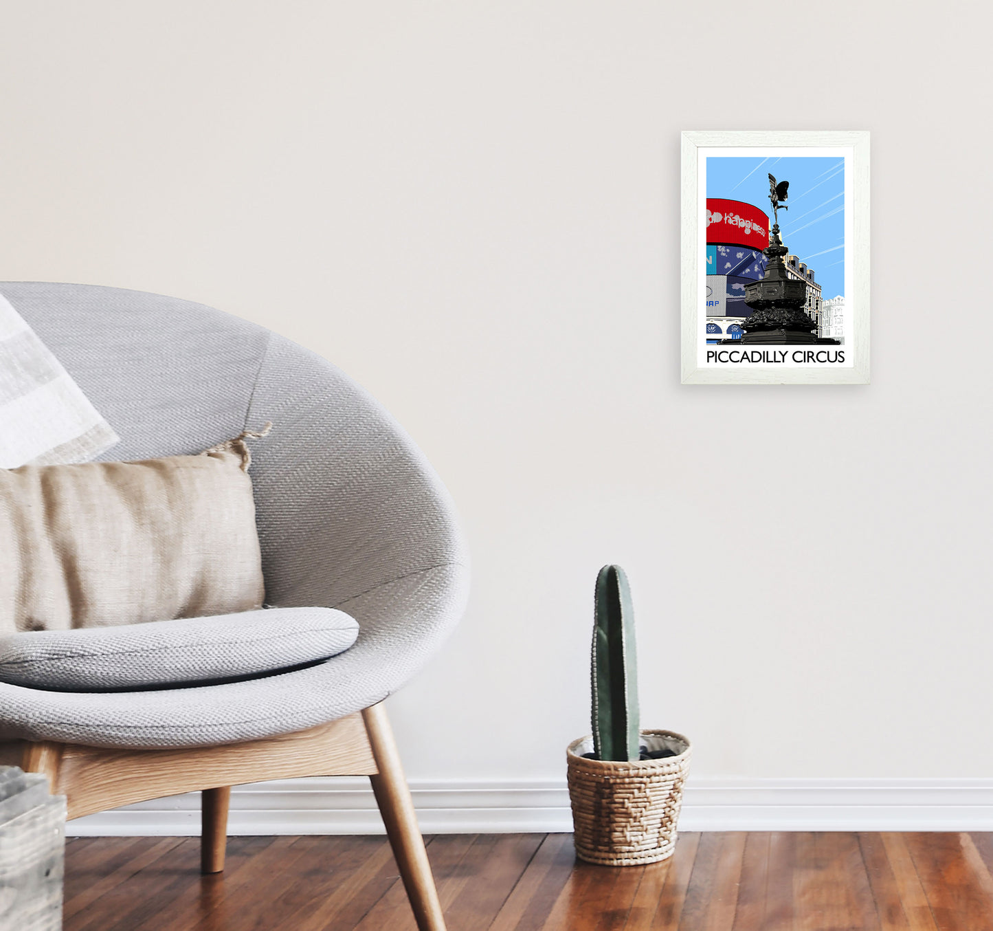 Piccadilly Circus London Art Print by Richard O'Neill A4 Oak Frame