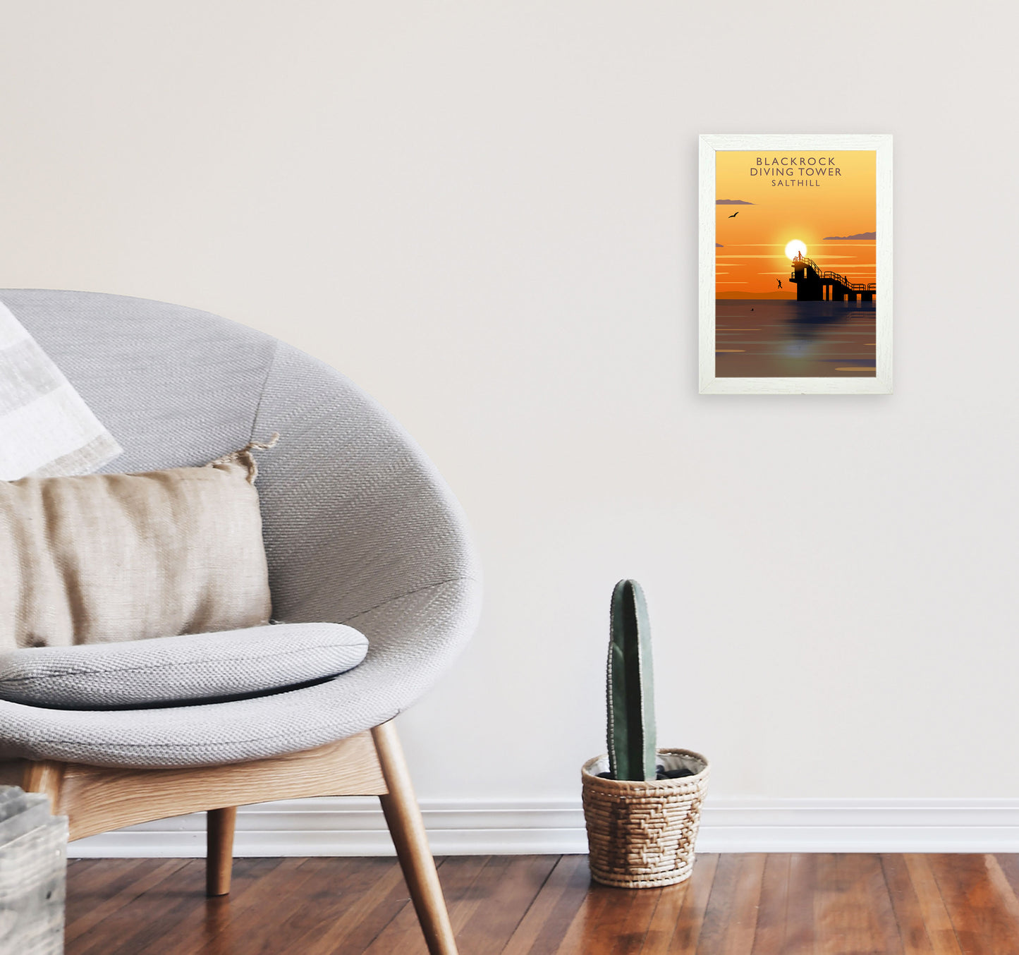 Blackrock Diving Tower (Sunset) (Portrait) by Richard O'Neill A4 Oak Frame