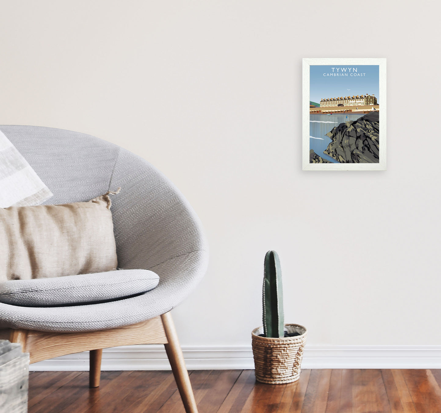 Tywyn Cambrian Coast Framed Digital Art Print by Richard O'Neill A4 Oak Frame