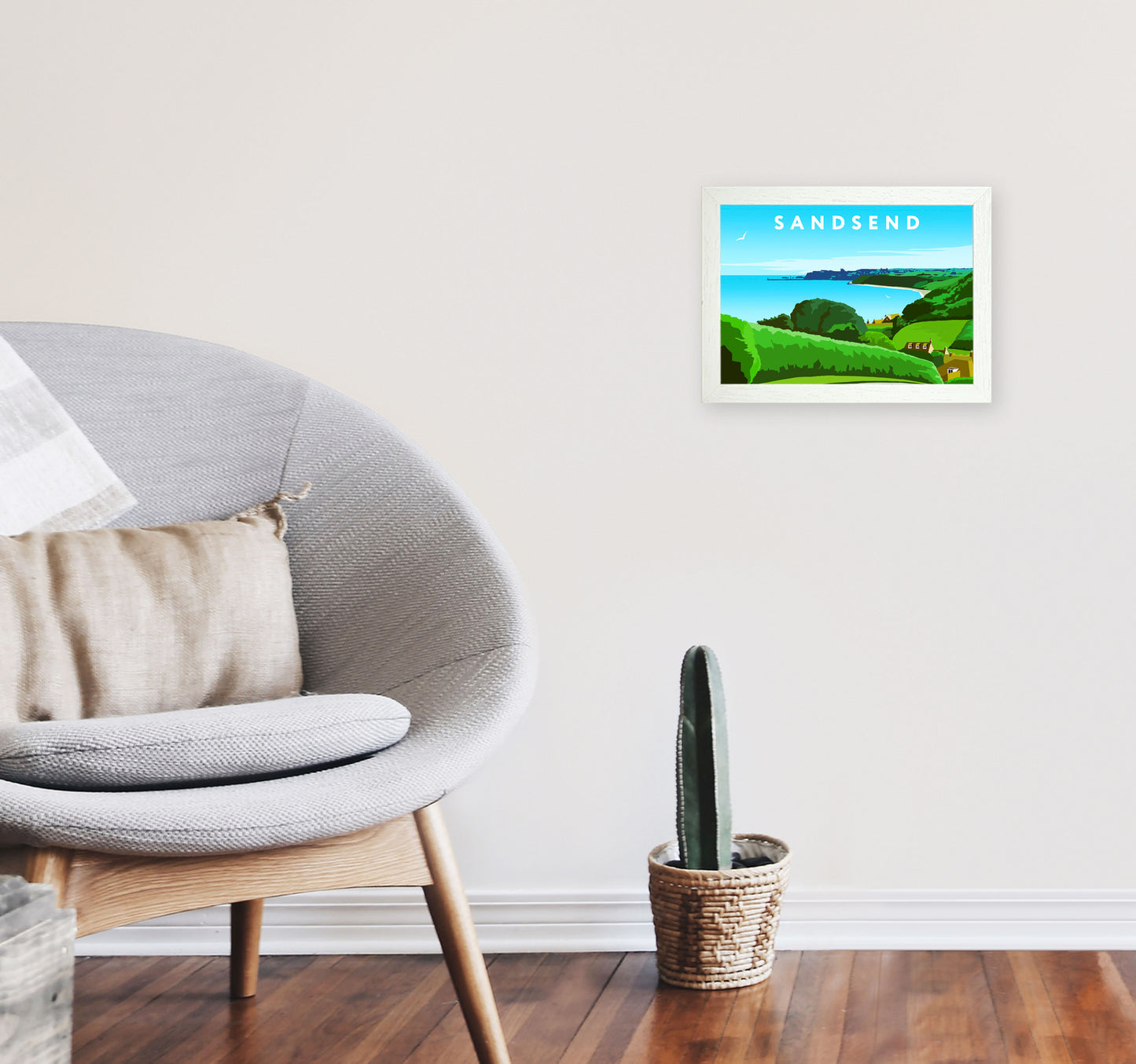 Sandsend Art Print by Richard O'Neill A4 Oak Frame