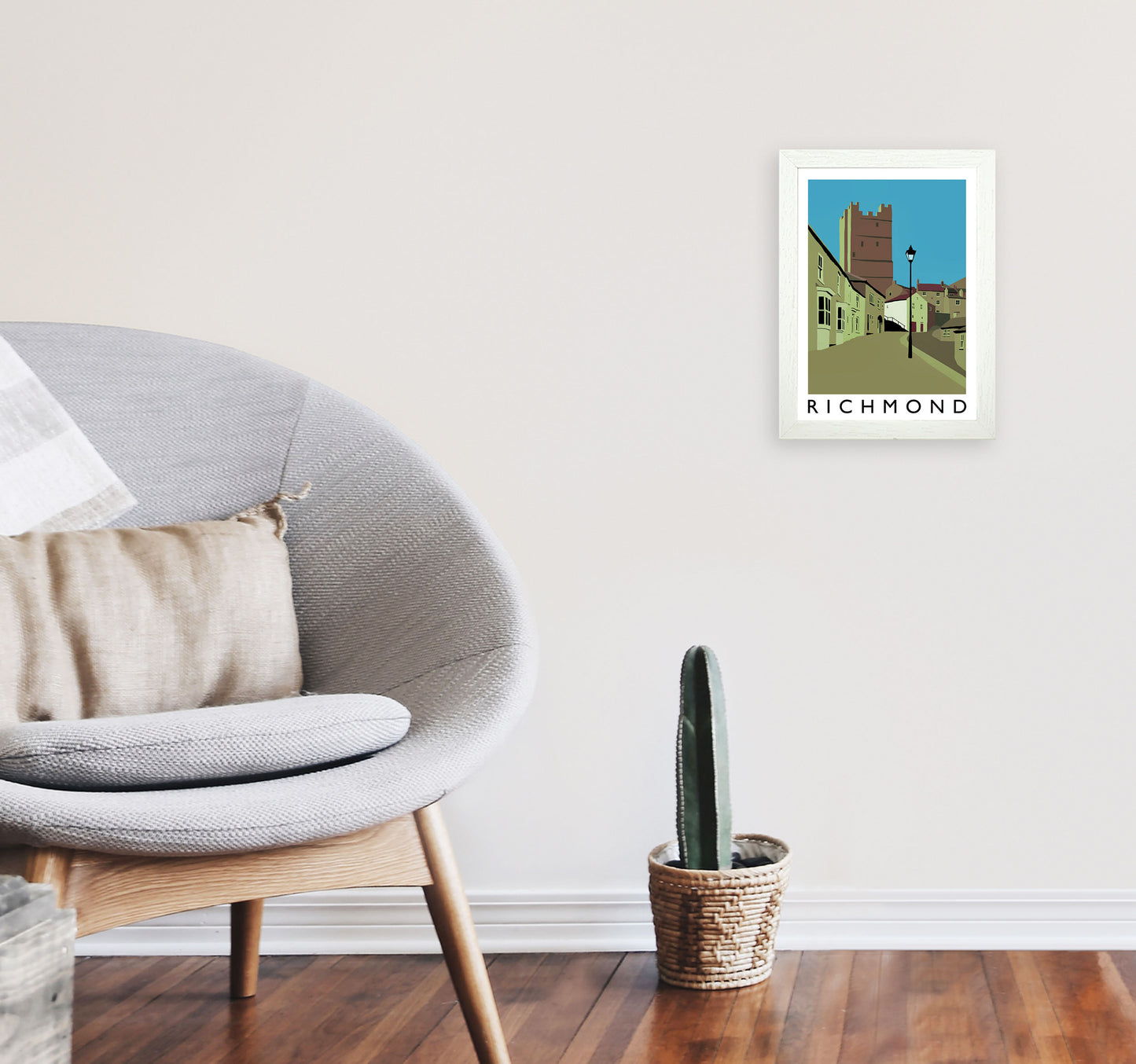 Richmond Travel Art Print by Richard O'Neill, Framed Wall Art A4 Oak Frame