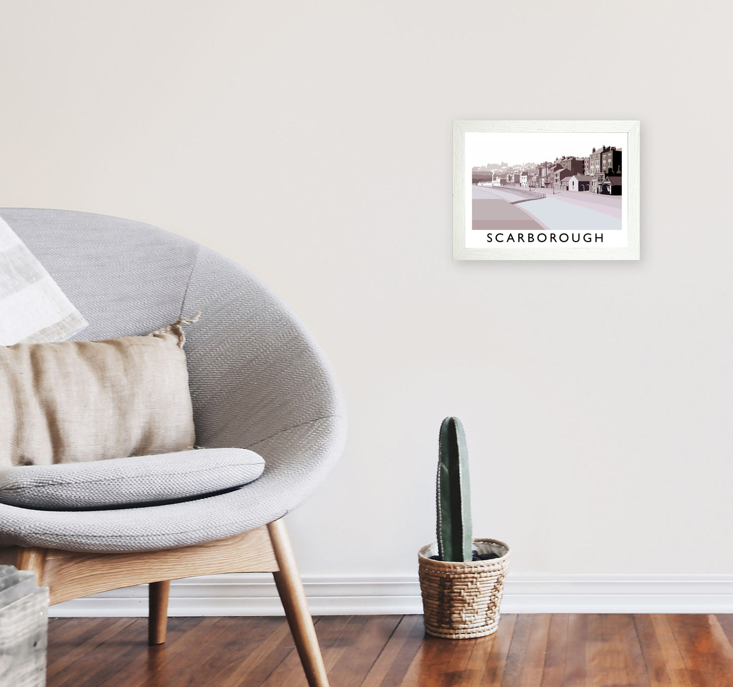 Scarborough Travel Art Print by Richard O'Neill, Framed Wall Art A4 Oak Frame