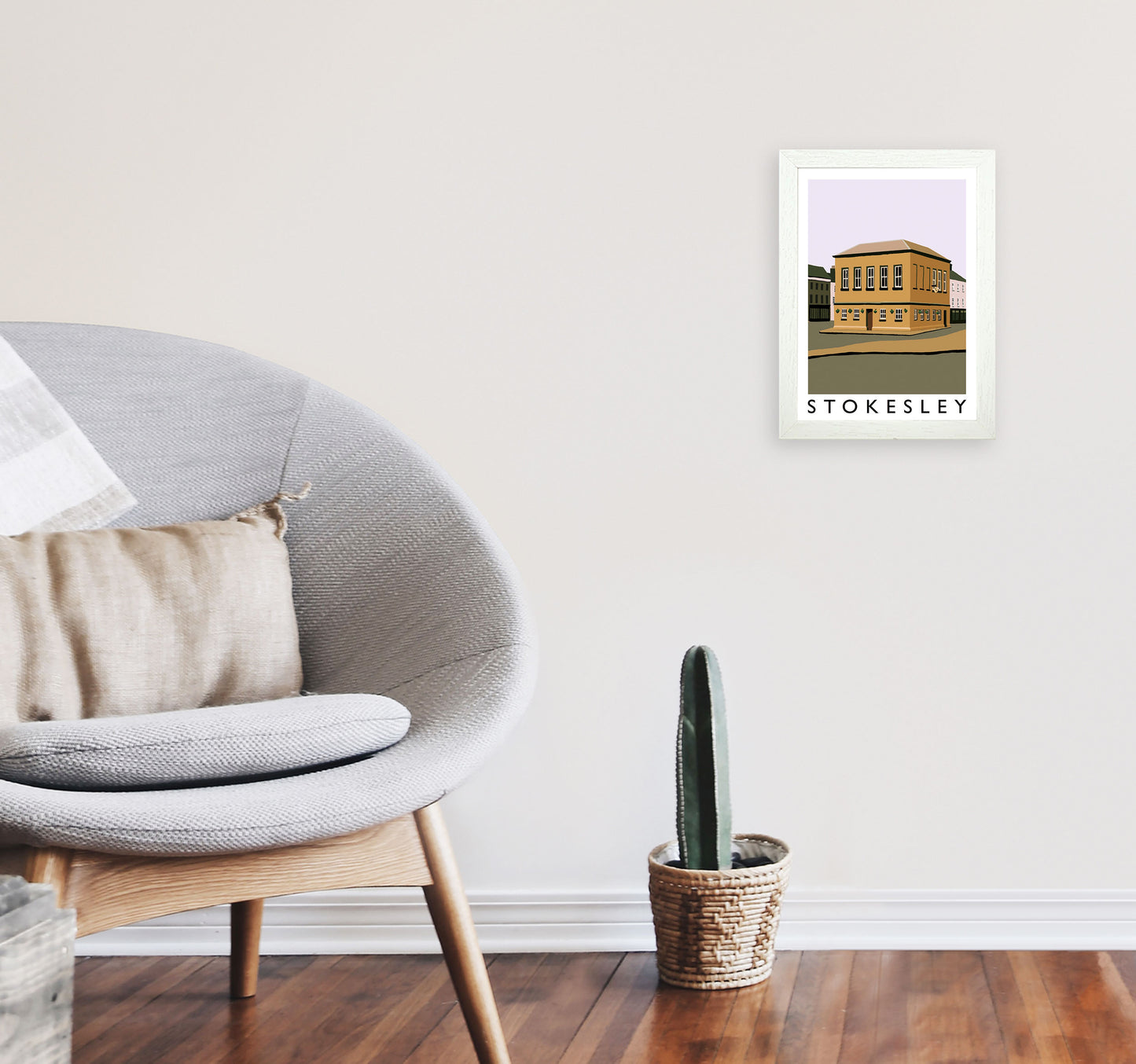 Stokesley Travel Art Print by Richard O'Neill, Framed Wall Art A4 Oak Frame
