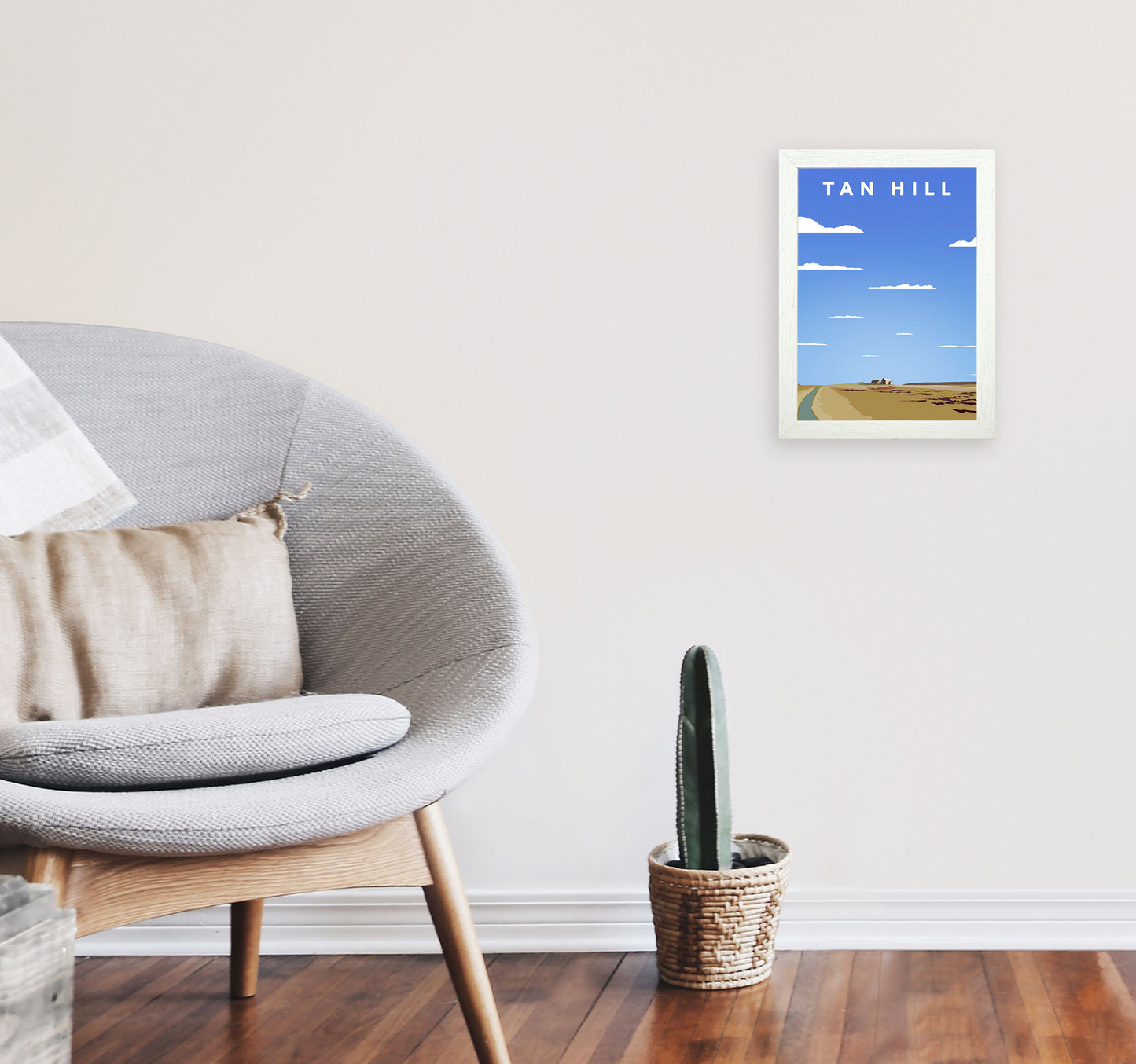 Tan Hill Travel Art Print by Richard O'Neill, Framed Wall Art A4 Oak Frame