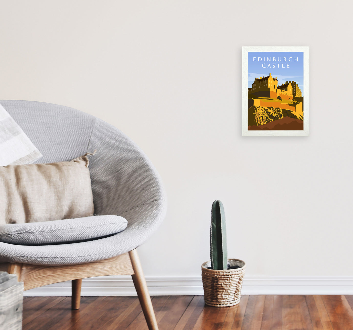 Edinburgh Castle Portrait by Richard O'Neill A4 Oak Frame