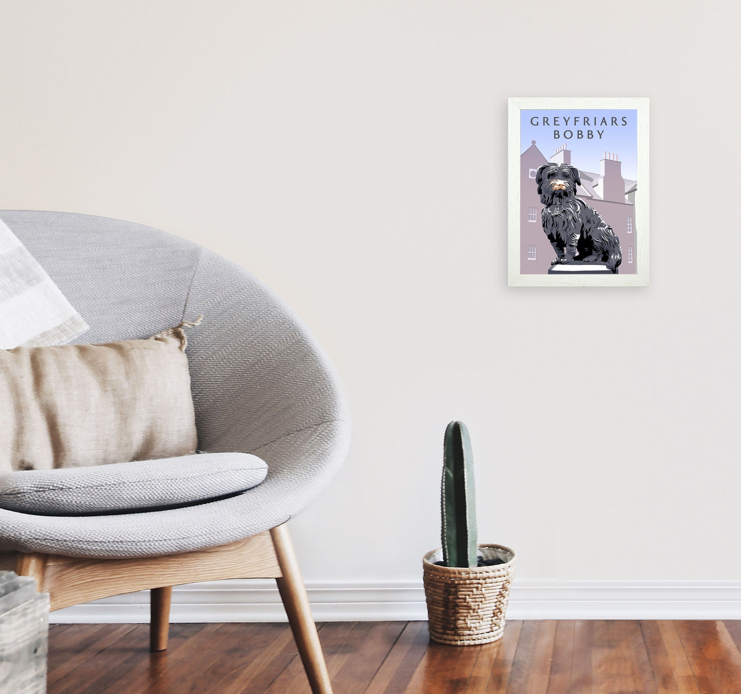 Greyfriars Bobby Portrait by Richard O'Neill A4 Oak Frame