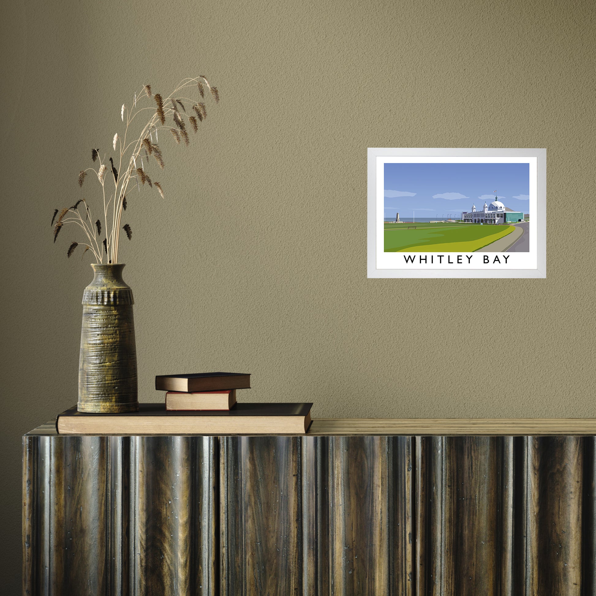 Whitley Bay by Richard O'Neill A4 White Frame
