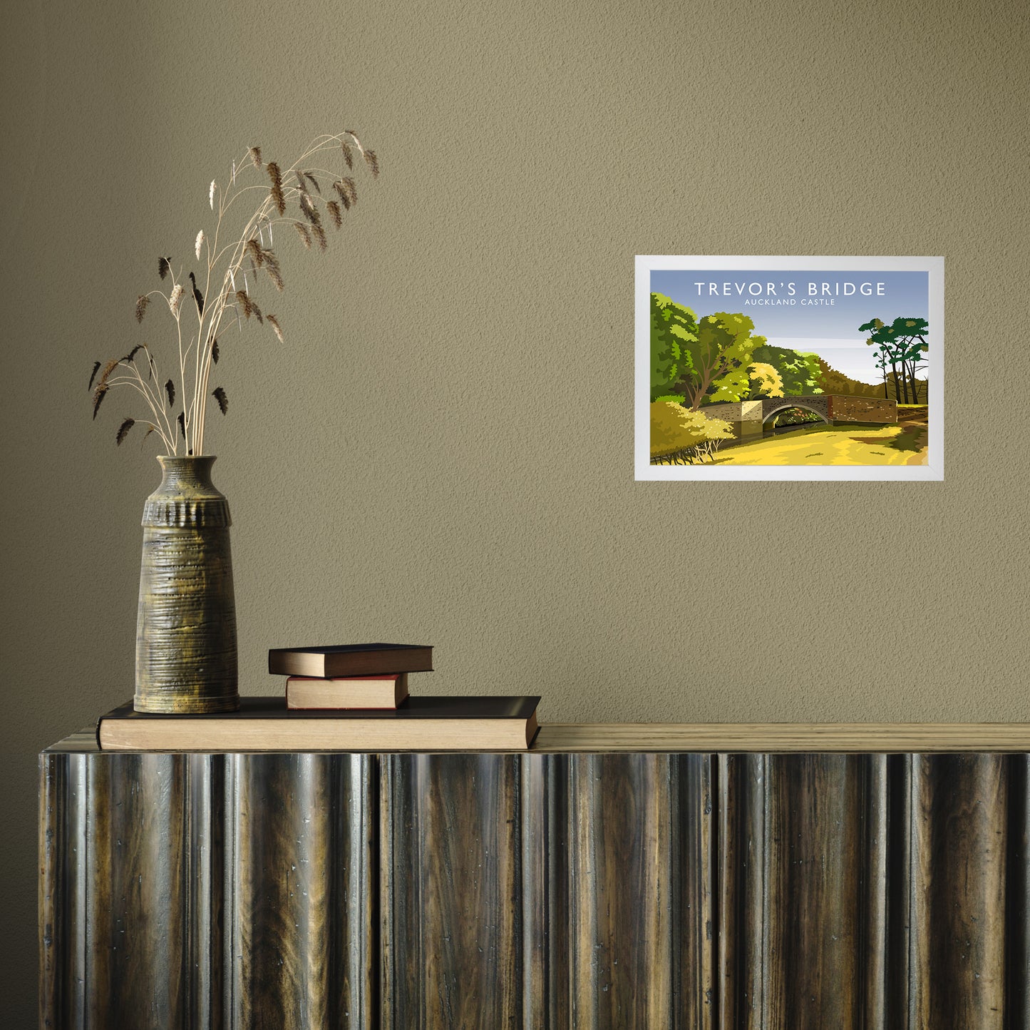 Trevor's Bridge by Richard O'Neill A4 White Frame