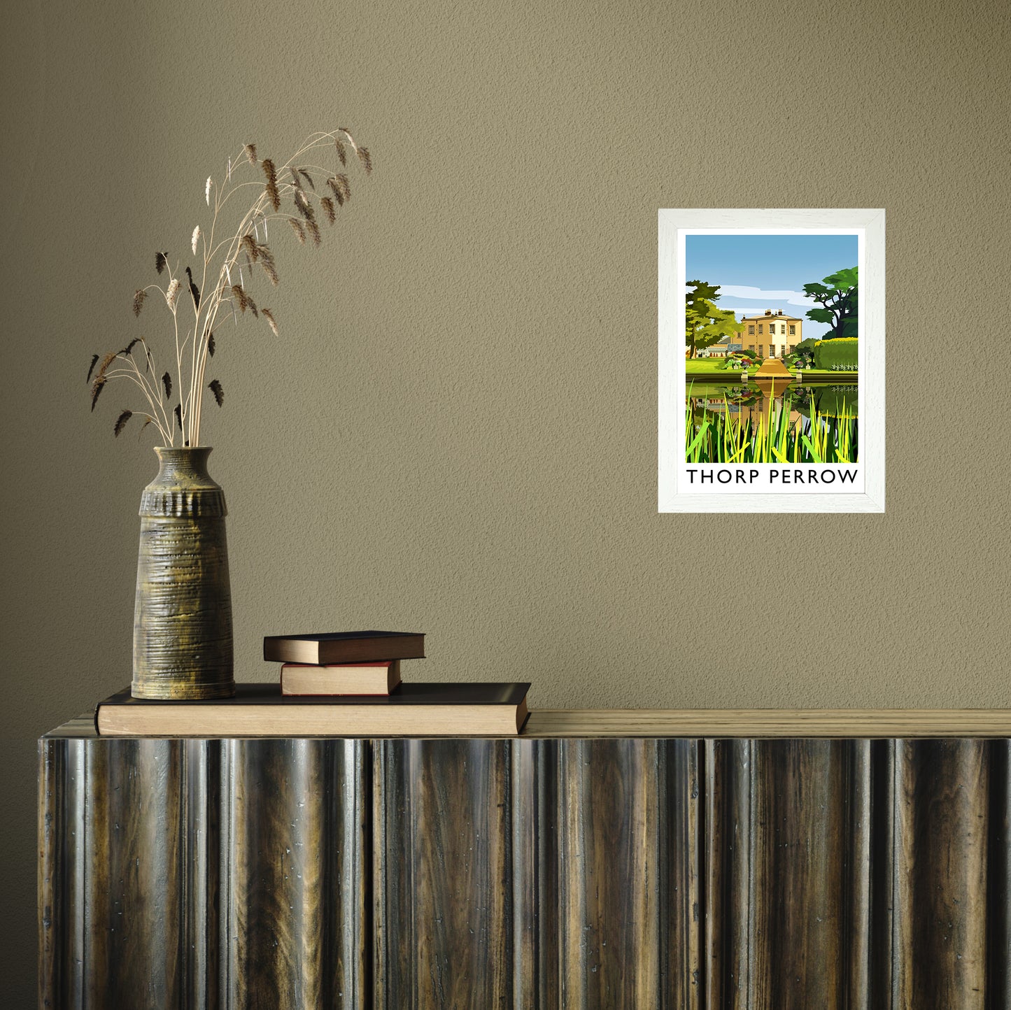 Thorp Perrow portrait by Richard O'Neill A4 White Frame