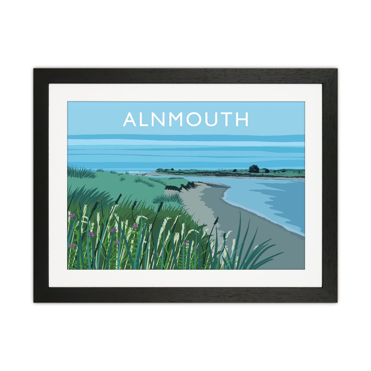 Alnmouth Travel Art Print by Richard O'Neill Black Grain