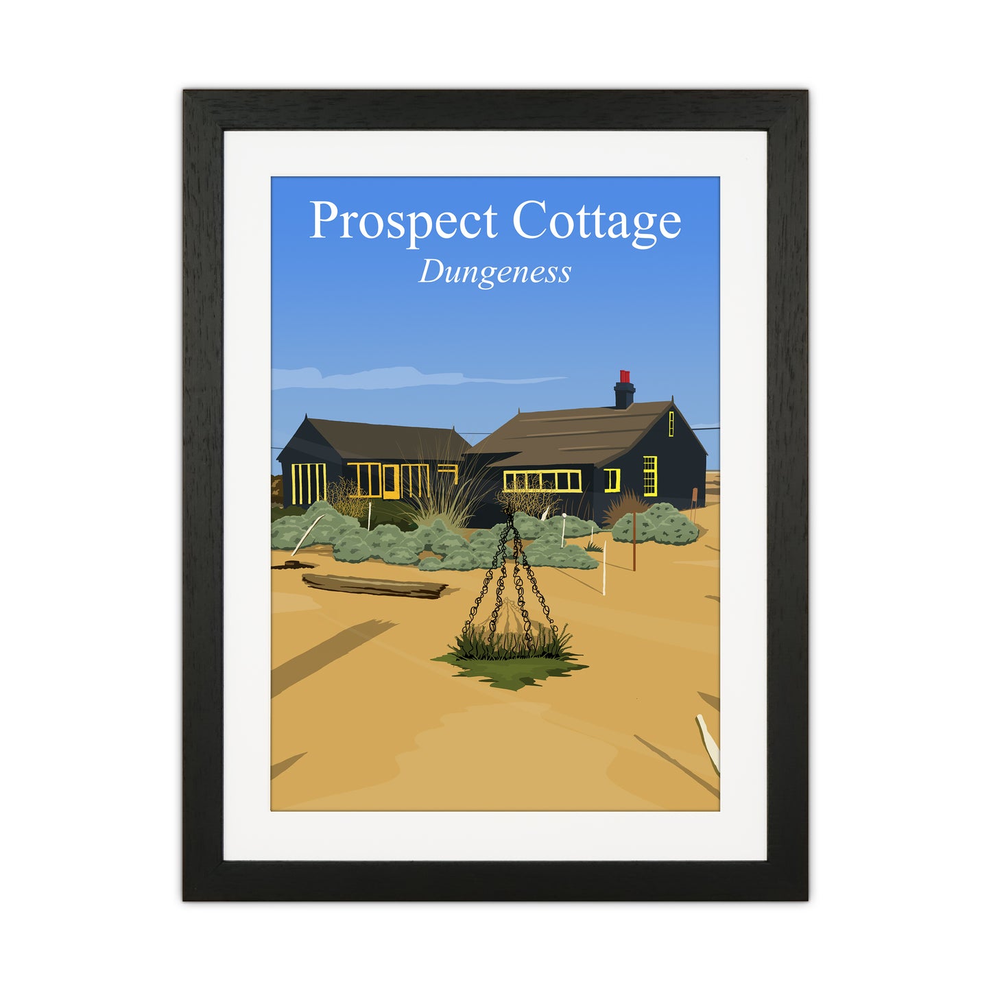Prospect Cottage portrait Travel Art Print by Richard O'Neill Black Grain